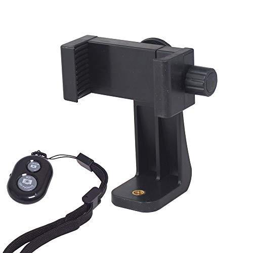 Bestshoot Phone Tripod Mount Adapter & Smartphone Remote Controller, Smartphone Holder Clip Compatible with iPhone Samsung and All Cell Phones, Rotates Vertical Horizontal Adjustable Clamp