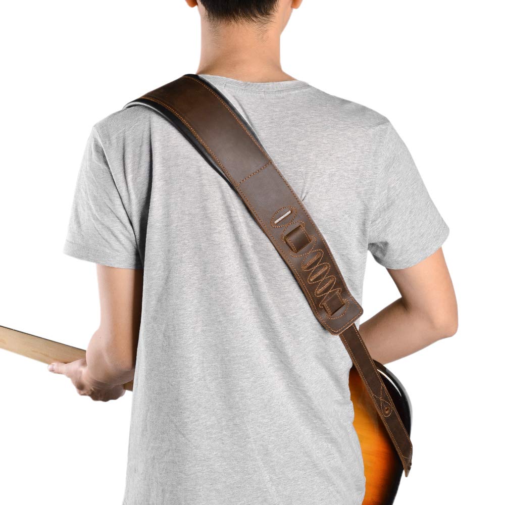 BestSounds Guitar Strap Leather 3 Inch Wide Full Grain Padded Soft Leather Strap for Acoustic, Electric and Bass Guitars Whiskey Brown - Image 7
