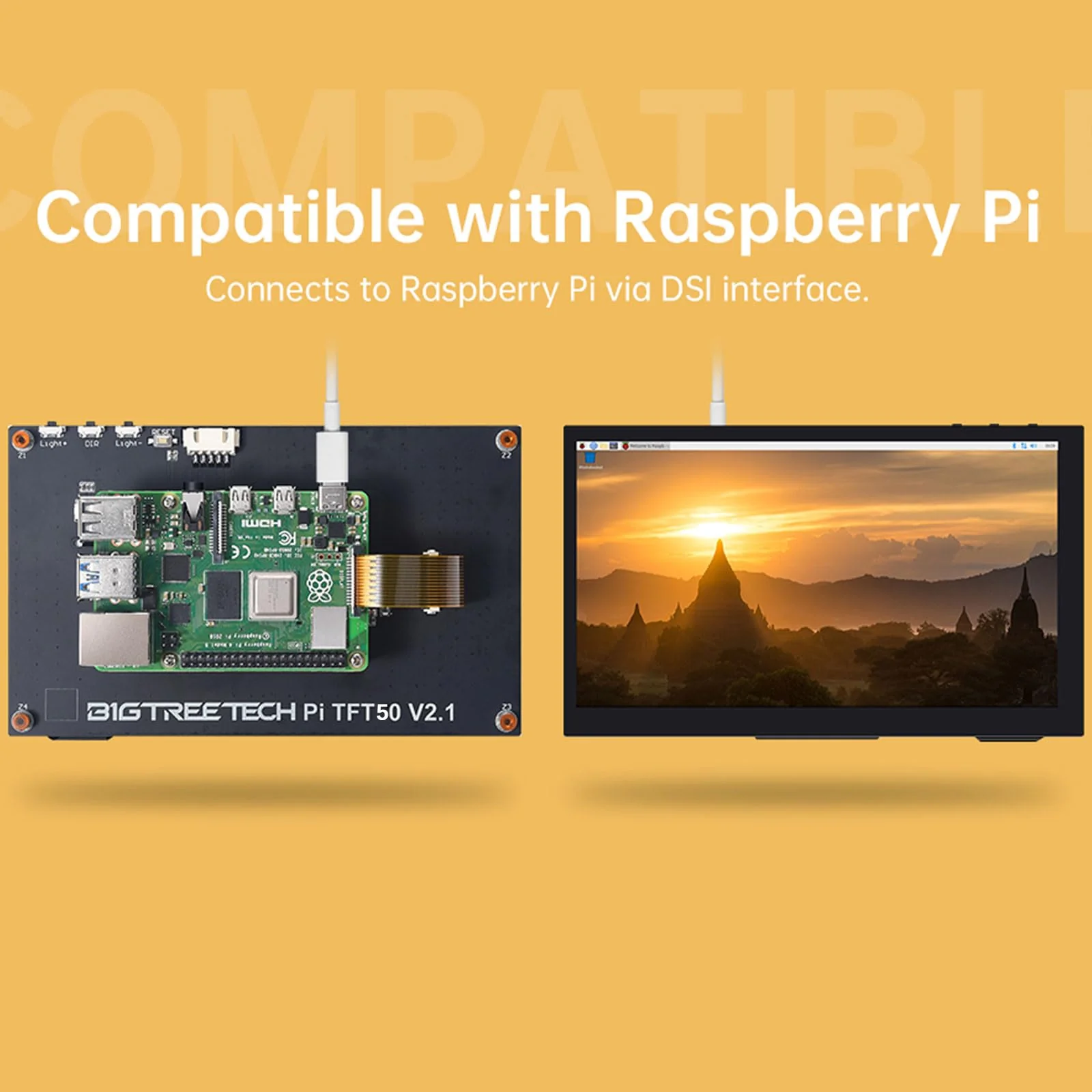 BIGTREETECH Upgrade PITFT50 V2.1 Graphic Smart Display DSI Interface 5 inch LCD Touch Screen Suitable for Raspberry-Pi Pi TFT50 V2.1 - Image 3