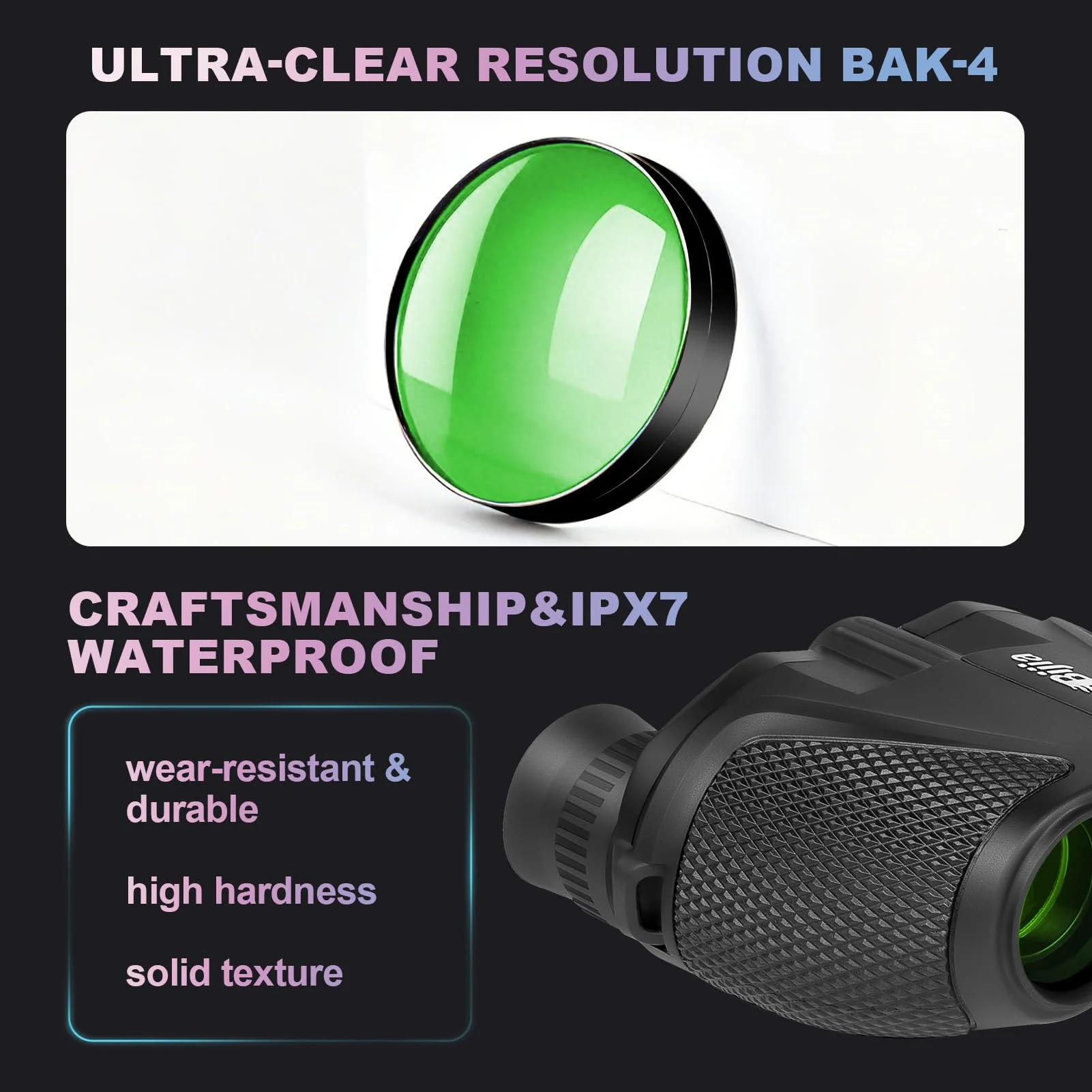 BIJIA 12 x 25 Compact Binoculars for Adults and Kids, Easy Focus Small Binoculars with BAK4 Prism, Large Eyepiece, Waterproof, Low Light Vision for Travel, Hiking, Bird Watching, Hunting, Concerts - Image 4