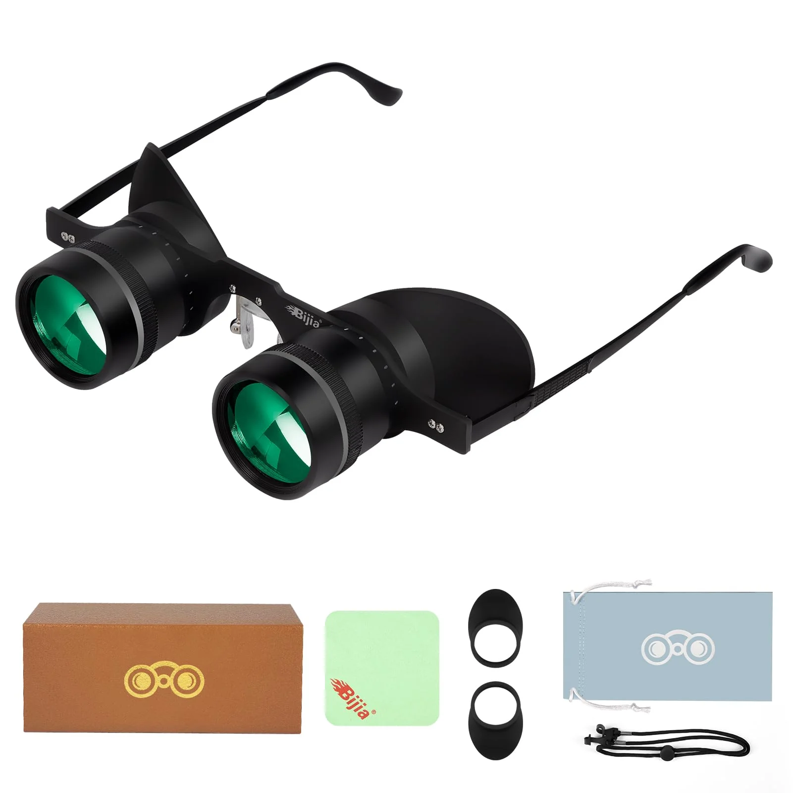 BIJIA 3X Opera Binocular Glasses,Hands-Free Lazy Glasses Binoculars Lightweight for Fishing,Bird Watching,Tv,Sports,Concerts,Theater,and Sightseeing,for Adults Men Women(Upgraded HD Green Film)