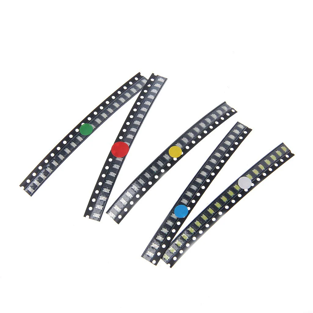 BIlinli 100 Pieces 5 Colours 1206 SMD LED Light Red White Green Blue Yellow Assotment Kit - Image 2