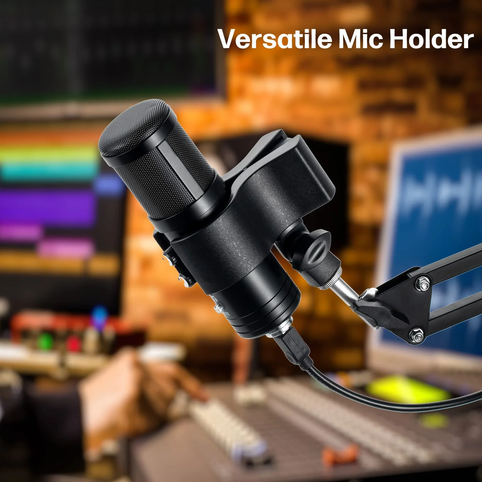 BILIONE 4pcs Versatile Microphone Clip, Adjustable Mic Holder for Microphones with Outer Diameter Range 1.26" from 2.3", with 5/8" Male to 3/8" Female Screw Adapter(Black) 4 Pack black - Image 7