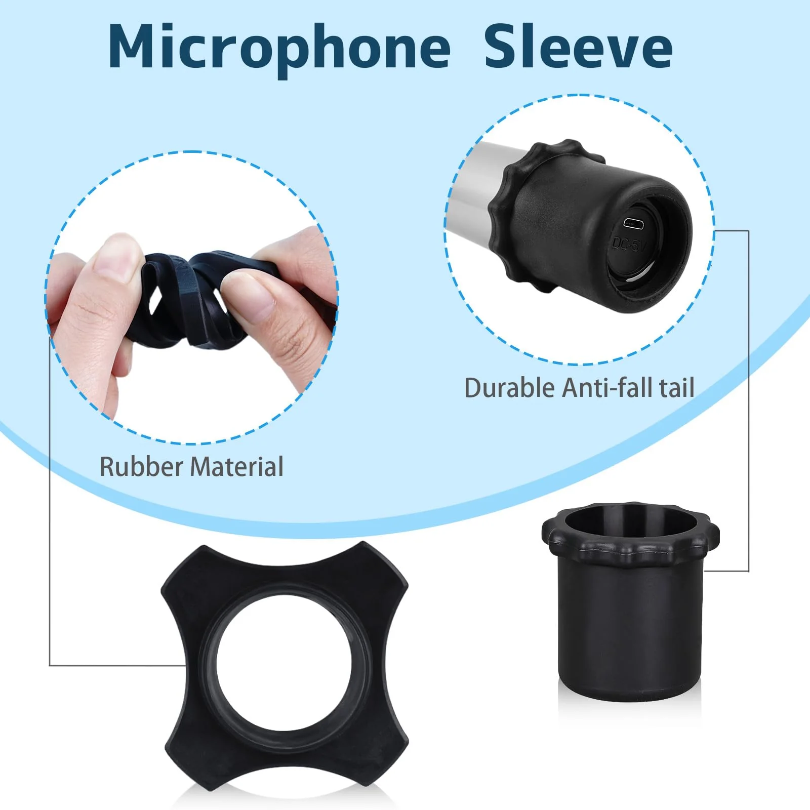 BILIONE Aluminum Alloy Desktop Microphones Storage Holder, Fashionable Tabletop Mics Organizer for Karaoke Wireless Microphones(Black) Black - Image 4