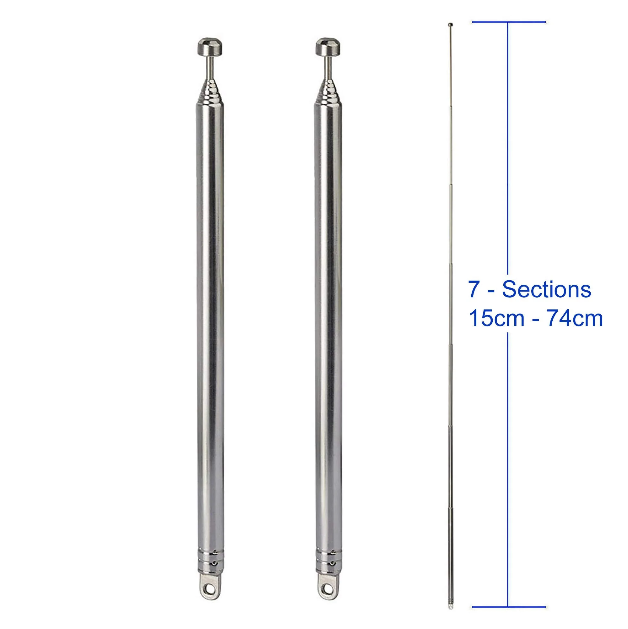 Bingfu 7 Sections Telescopic 74cm AM FM Antenna Portable Radio Antenna Replacement (2-Pack) Compatible with Indoor Portable Radio Home Stereo Receiver AV Audio Vedio Home Theater Receiver TV Tuner Telescopic Antenna - Image 7