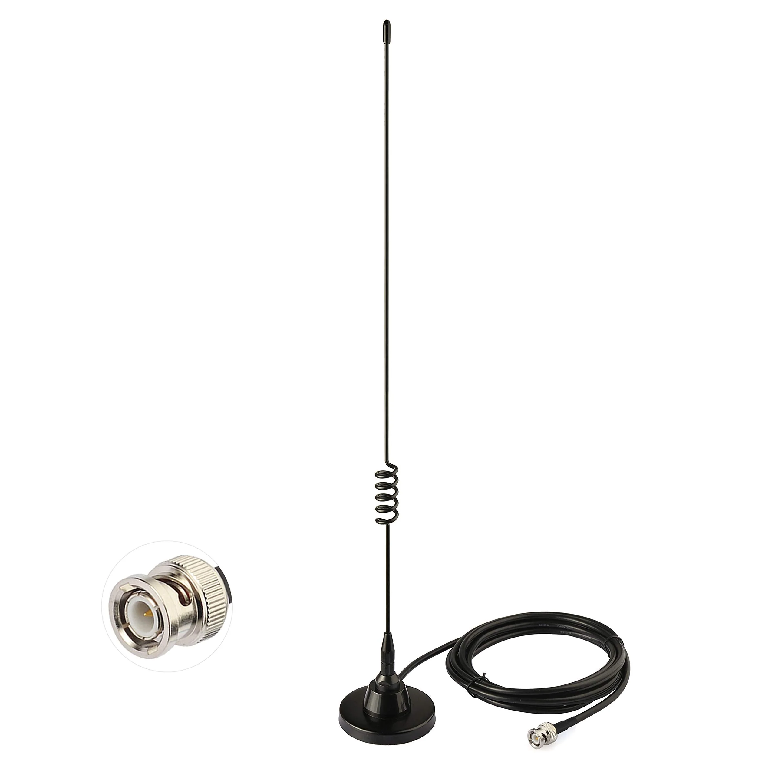 Bingfu HF VHF UHF Ham Amateur Mobile Radio Police Scanner Antenna Magnetic Base BNC Male Compatible with Uniden Bearcat Whistler Radio Shack Police Scanner BNC Male Antenna I