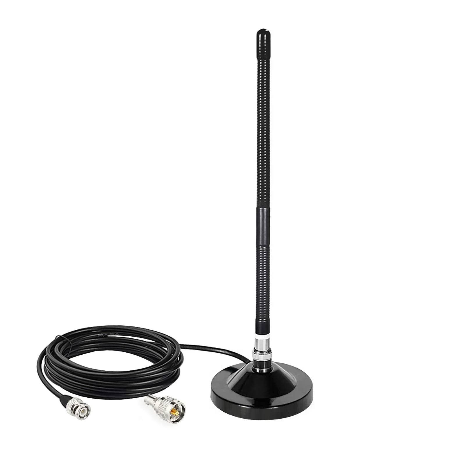Bingfu Magnetic Base CB Antenna 27MHz with BNC & PL259 Male Connector for Cobra Midland Uniden Maxon President Handheld Portable CB Radio, Mobile Police Scanner - Compact Antenna Design