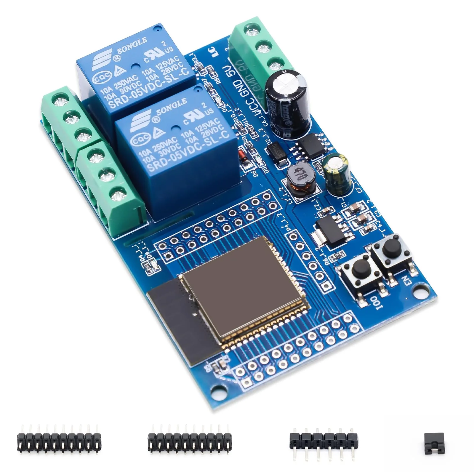Binghe ESP Relay 2-Channel Module, ESP-32 Relay Development Board with 4 MB Flash Dual WiFi DC5-60V Power Supply for Secondary Development Learning (LC-Relay-ESP32-2R-D5)