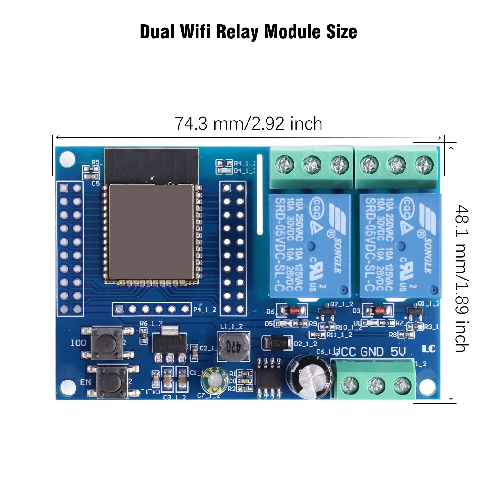 Binghe ESP Relay 2-Channel Module, ESP-32 Relay Development Board with 4 MB Flash Dual WiFi DC5-60V Power Supply for Secondary Development Learning (LC-Relay-ESP32-2R-D5) - Image 7