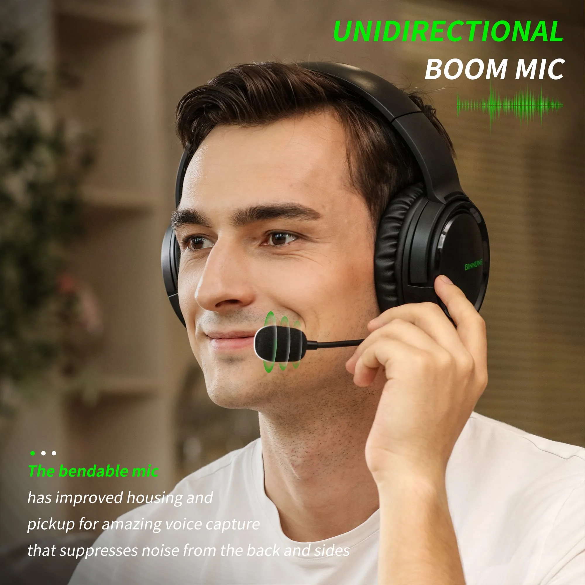 BINNUNE Gaming Headset with Mic for PS4 PS5 Xbox Series X|S Xbox 1 PC NS, Wired Gaming Headphones with Microphone for PS 4|5 Xbox1 Black Green - Image 3