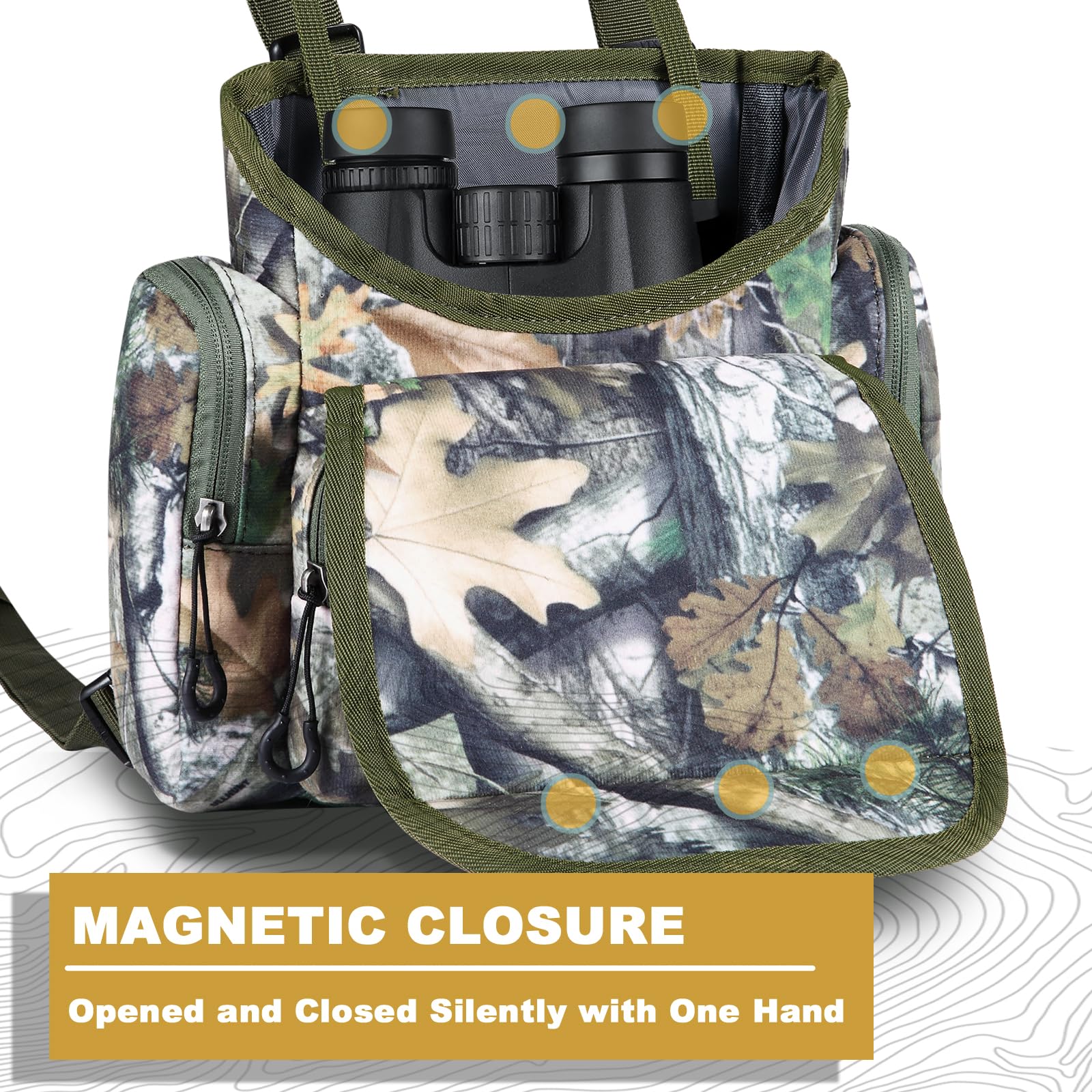 Binocular Harness Chest Pack, Hunting Bino Harness with Rangefinder Pouch & Binoculars, Binocular Pack for Hunting New Tree Camo - Image 2