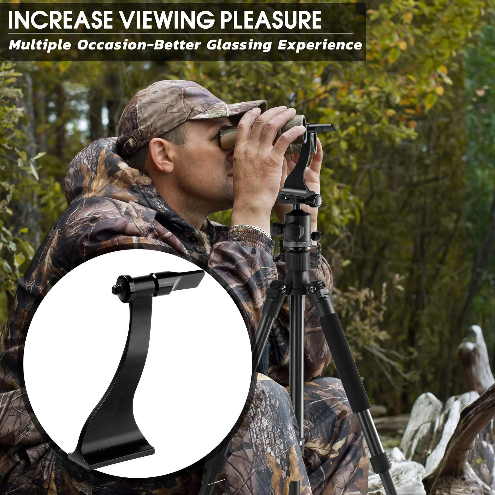 Binocular Tripod Adapter, Binocular Mount 1/4 Inch Threading Mount Aluminium,Tripod Adapter for Bird Watching, Safari Sports Events, Optics Uni-Adaptor Tripod - Image 7