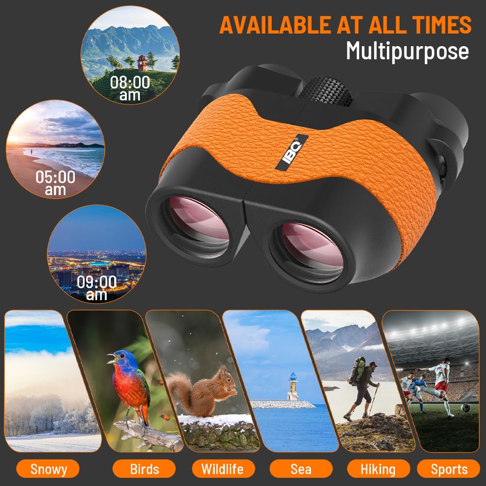 Binoculars for Kids,15X36 Compact Binocular for Adults,BAK4 Prism FMC Lens,IPX7 Waterproof Binoculars for Bird Watching,Easy Focus Binoculars Outdoor Sport,Hunting,Theater and Concerts(Orange) ORANGE - Image 7