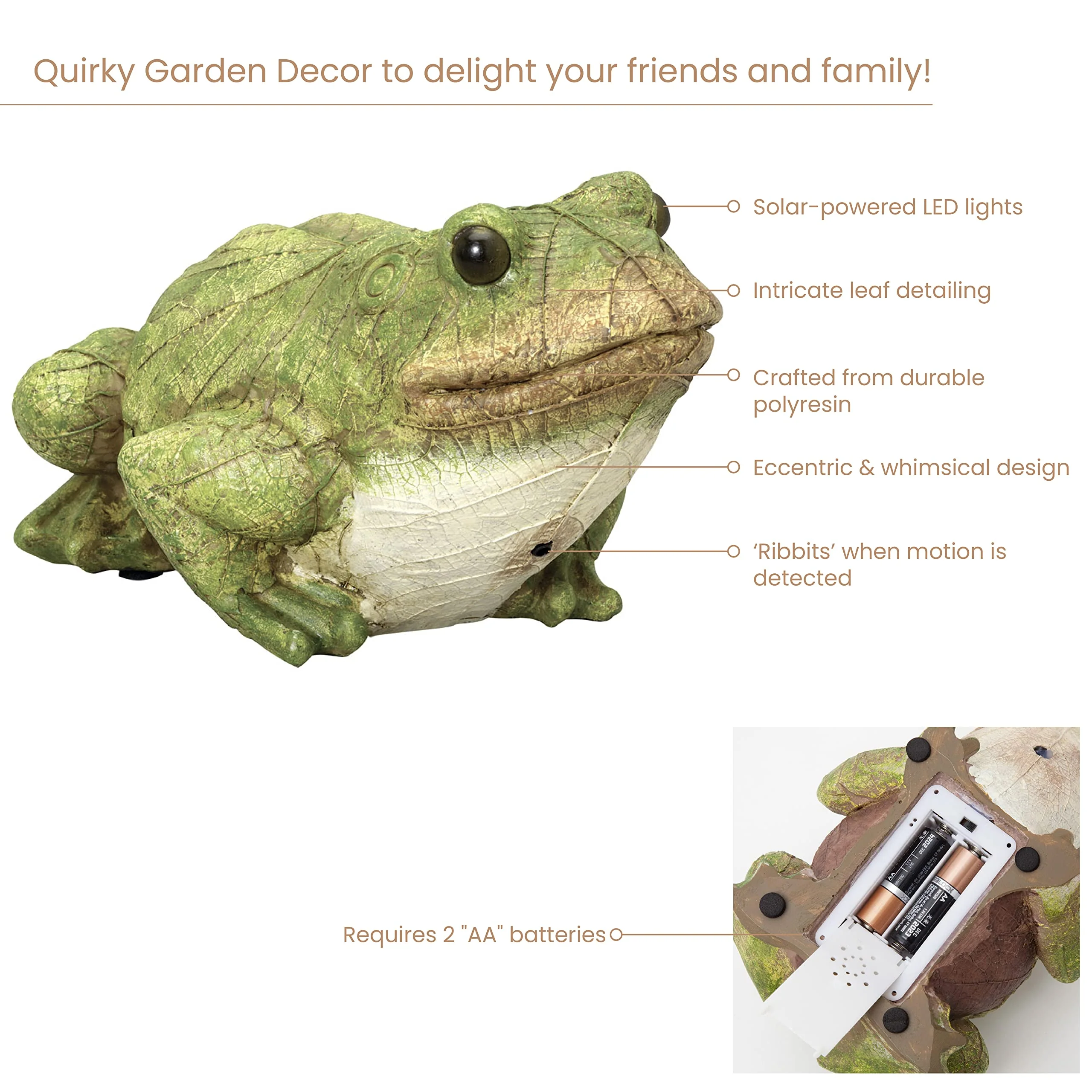 Bits and Pieces - Frog Motion Sensor and Detector Statue - Animal Gardening Gifts - Weather Resistant Garden Decoration Sculpture - 4½" x 8½" - Image 6