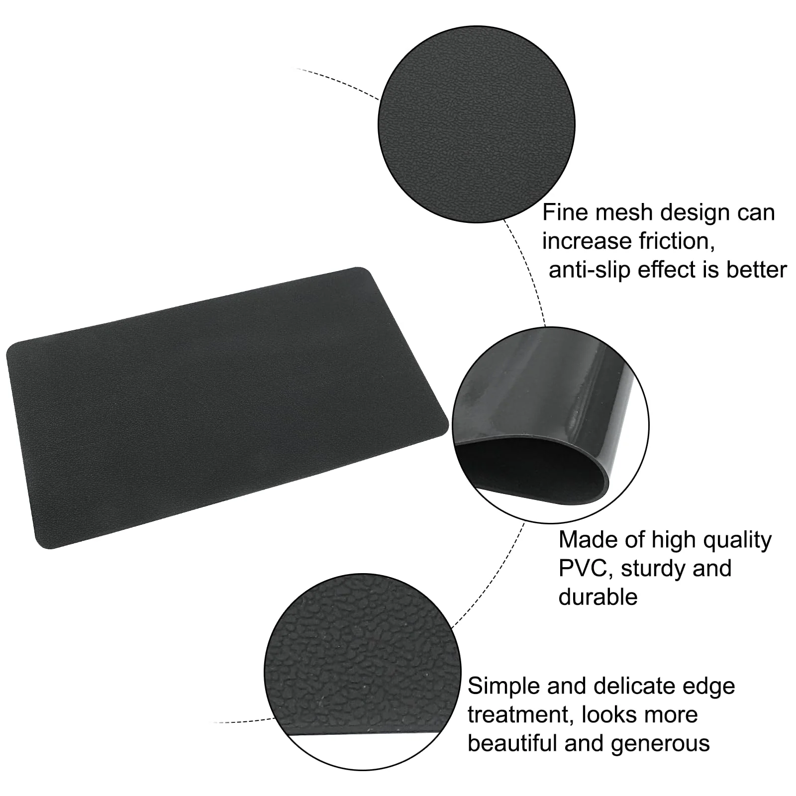 Black Car Dashboard Anti-Slip Mat, 27 x 15 cm Universal PVC Non-Slip Pad for Car Dash Accessories (Medium Size/Non-Adhesive/Car Texture) Style 2 - Image 3