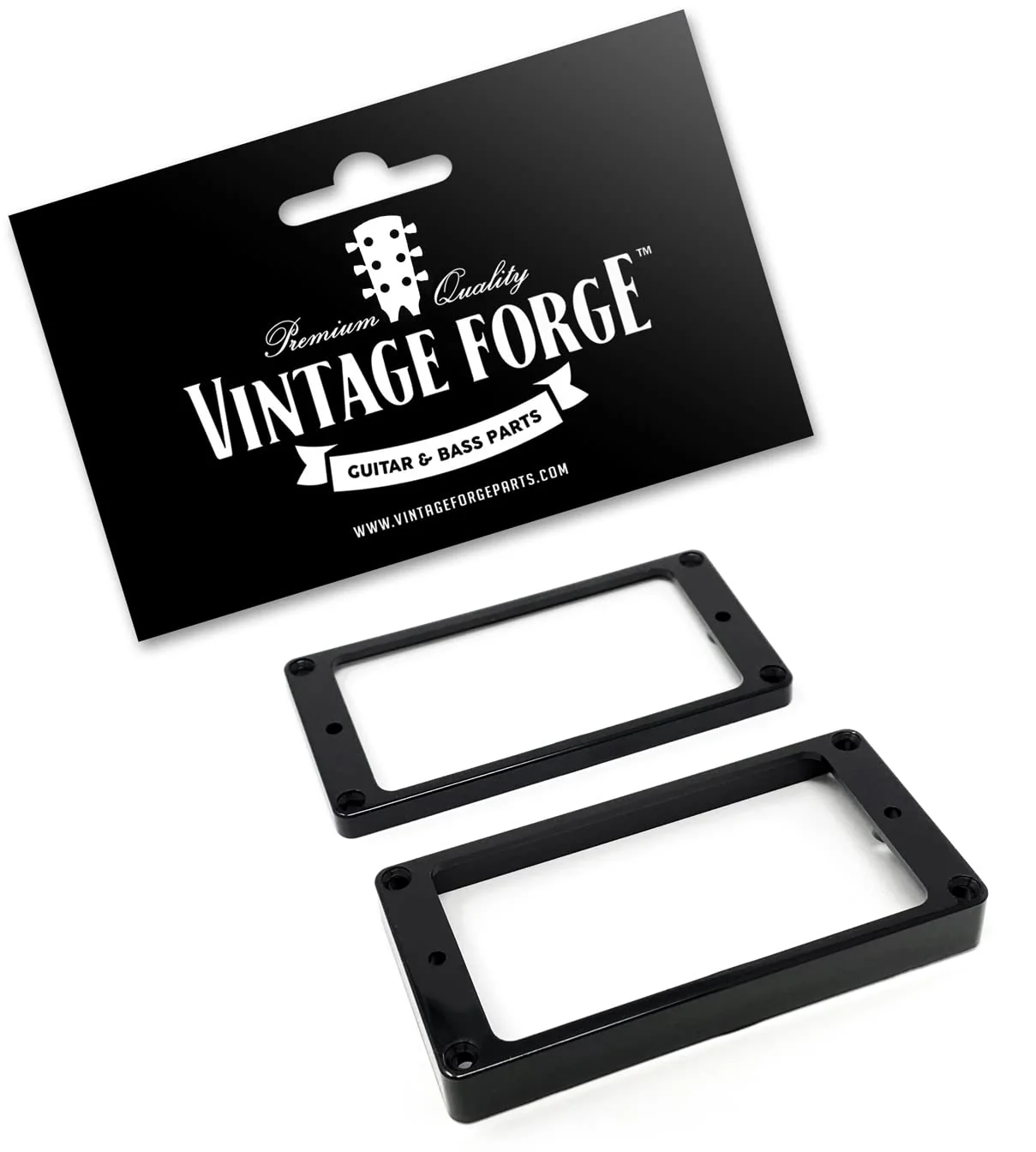 Black Flat Bottom Humbucker Pickup Mounting Ring Set (Bridge & Neck) compatible with Gibson Les Paul SG Guitars HR2020F-BLK Black - Image 2