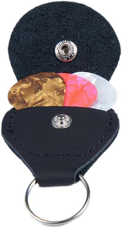 Black Guitar Picks Holder Case, PU Leather Guitar Plectrums Bag with Keyring, Keychain Plectrum Key Fob Cases Bag, Gift for Guitar Players, Picks and Pick Holders