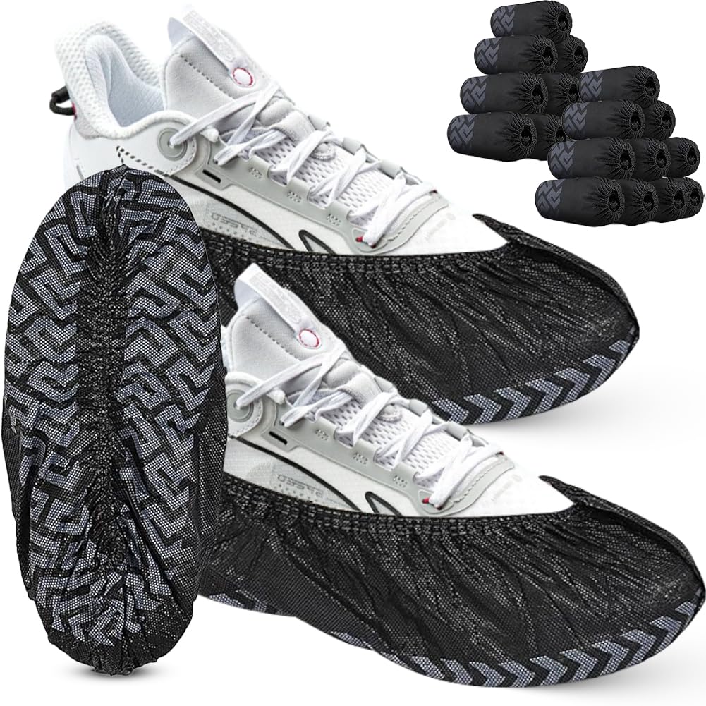 Black Non-Woven Fabric Shoe Covers Disposable 100 x Reusable Covers Shoes, Universal Size Shoe Cover, Disposable Overshoes, Waterproof, Shoe Covers Extra Tear-Resistant and Waterproof (L) L
