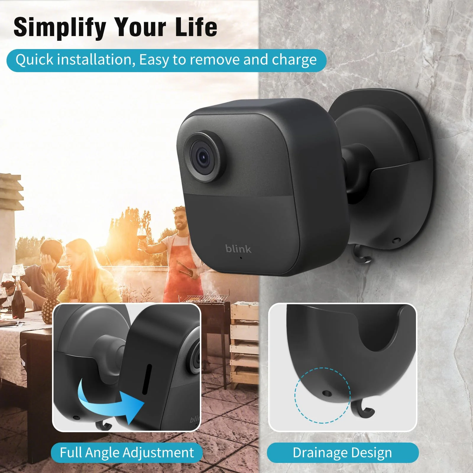 Blink Camera Wall Mount Holder 3 Pack, No Drill No Screws Bracket for Blink Mini/Mini 2/Blink Outdoor 4/Blink Indoor Cameras, Strong Adhesive Durable for Blink Cameras, Easy to Install (Black) Black - Image 4
