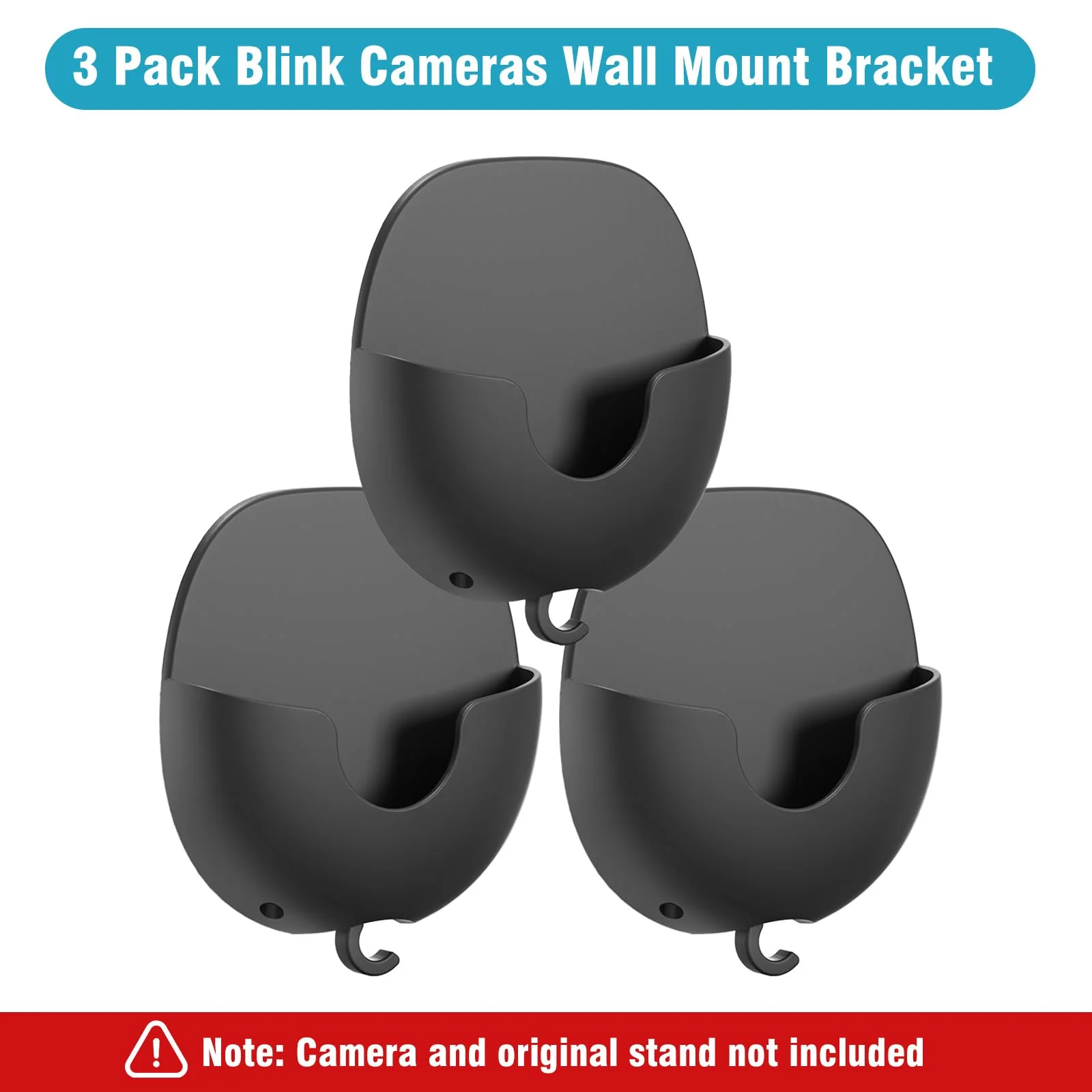 Blink Camera Wall Mount Holder 3 Pack, No Drill No Screws Bracket for Blink Mini/Mini 2/Blink Outdoor 4/Blink Indoor Cameras, Strong Adhesive Durable for Blink Cameras, Easy to Install (Black) Black - Image 8