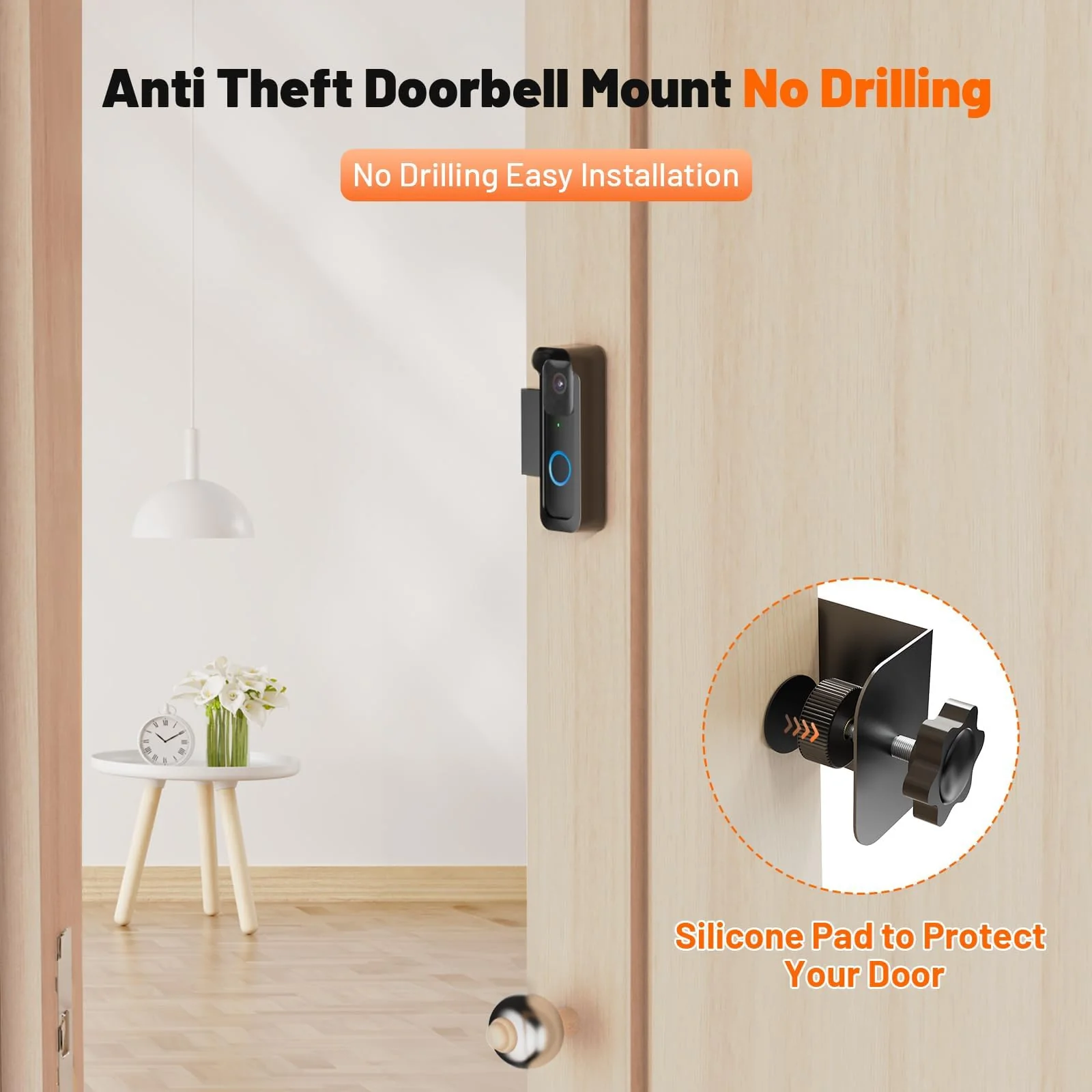 Blink Doorbell Mount, Anti-Theft Doorbell Mount for Blink Doorbell Camera, No Block Sensor & Night Vision Blink Camera Mount, Blink Outdoor Camera Bracket with Rain Cover Black - Image 2