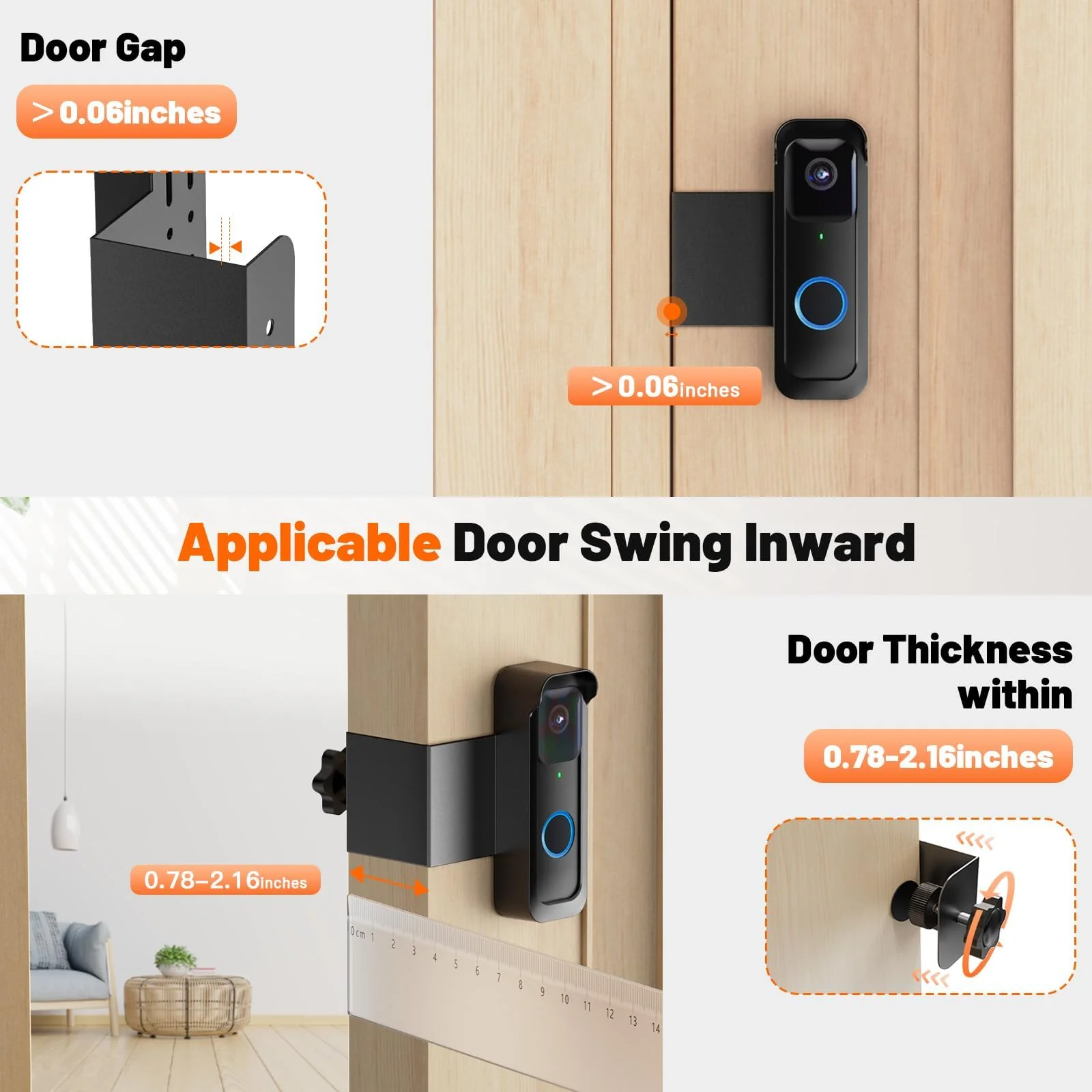 Blink Doorbell Mount, Anti-Theft Doorbell Mount for Blink Doorbell Camera, No Block Sensor & Night Vision Blink Camera Mount, Blink Outdoor Camera Bracket with Rain Cover Black - Image 3