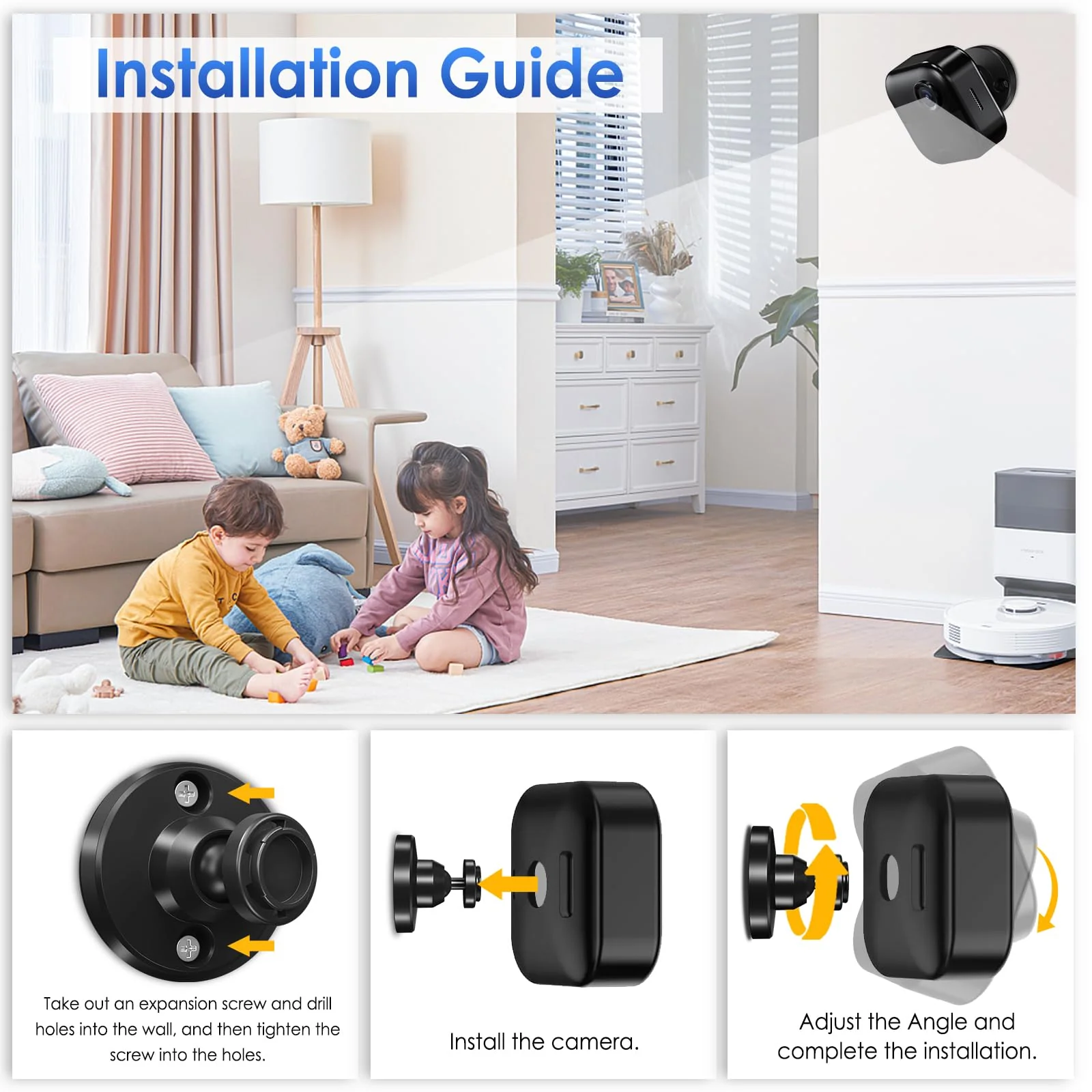 Blink Outdoor Camera Mount, 360 Degree Adjustable Wall Mount Bracket, Compatible with Blink 4th and 3rd Gen Outdoor Camera, 3 Pack, Black Blink mount 3pack - Image 3
