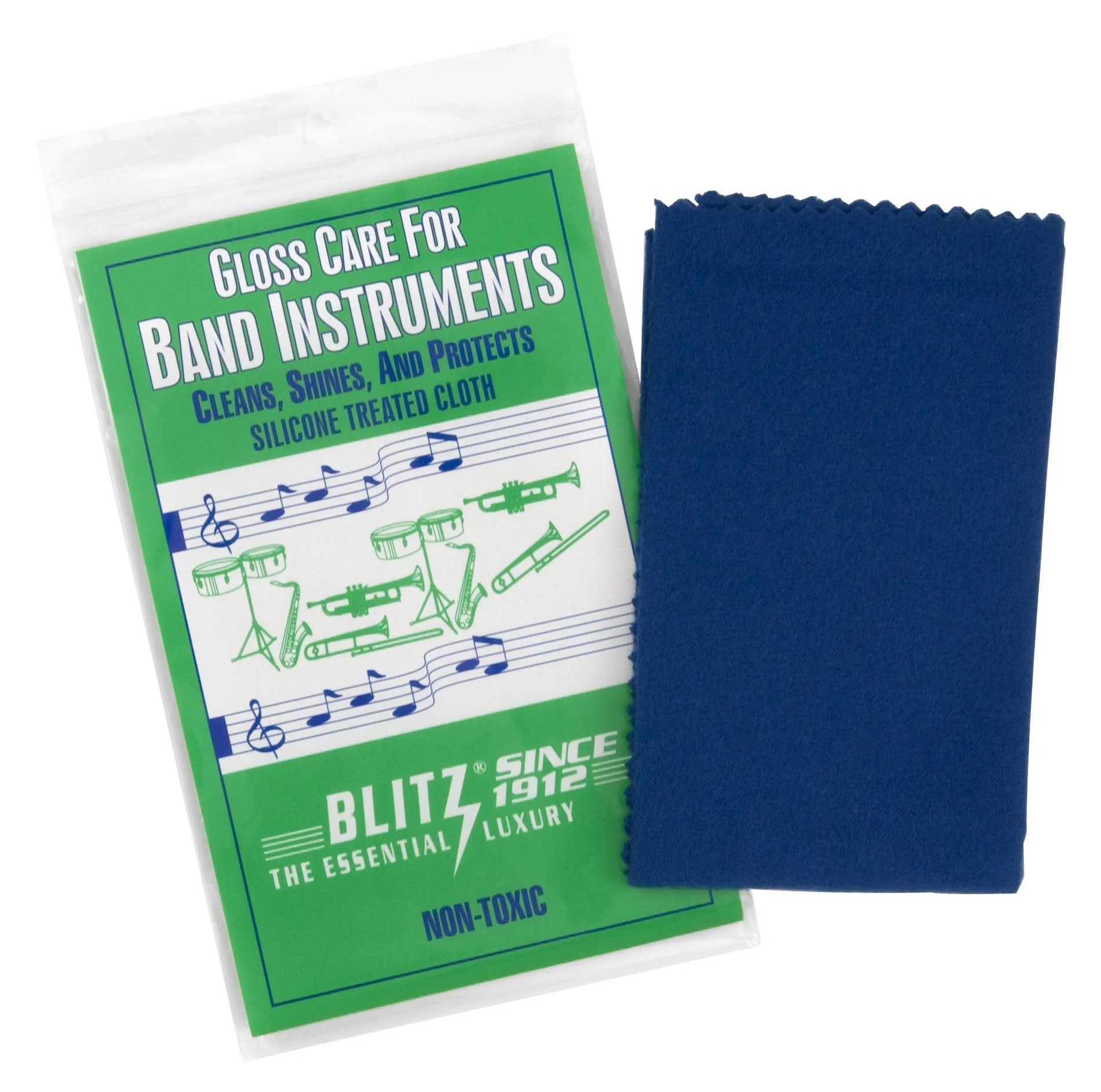 Blitz Music Care 306 Gloss Care For Band Instruments Cloth Treated with Silicone for Cleaning, Shining, and Protection, 4-Pack