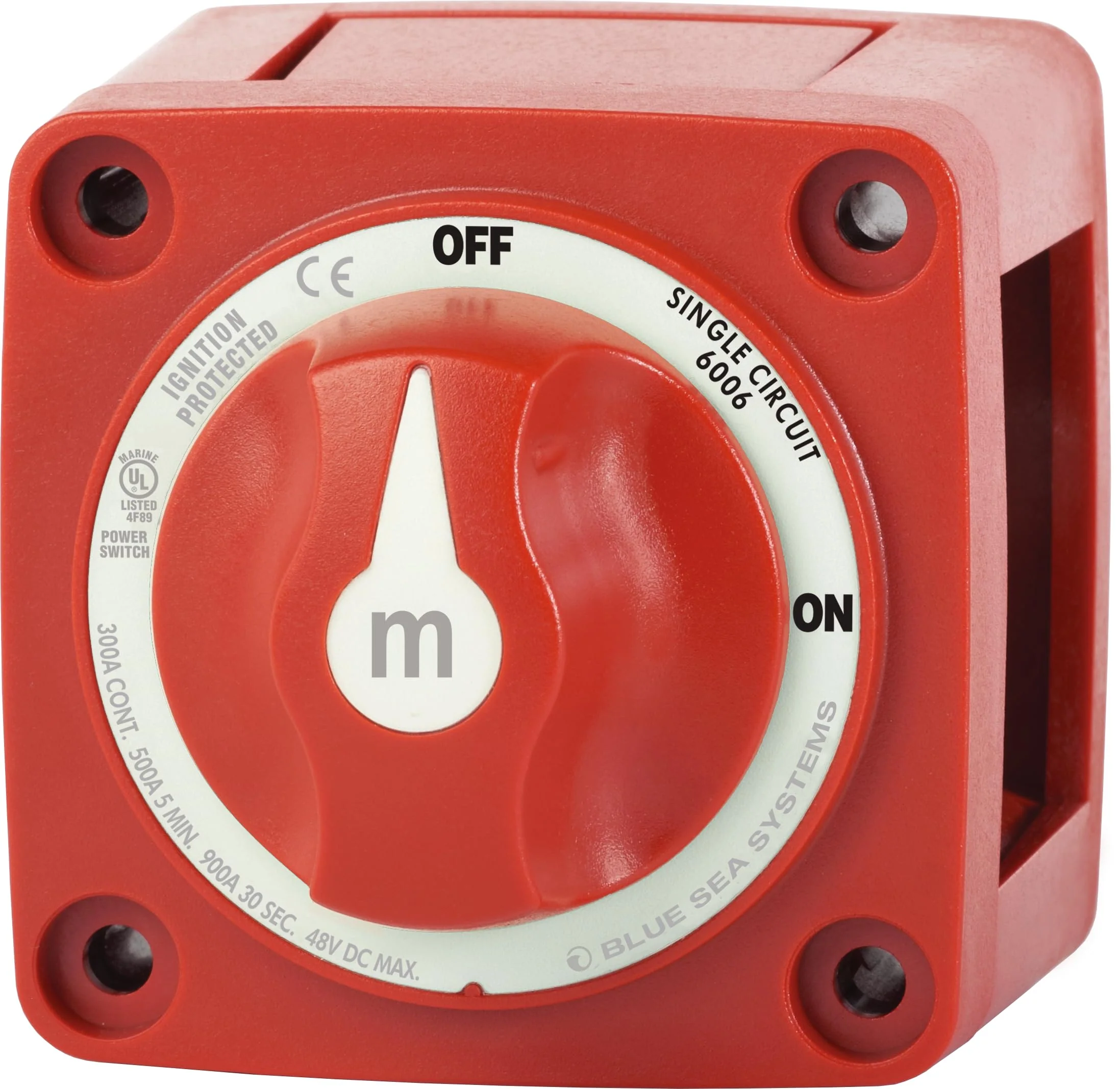 Blue Sea Systems On/Off Battery Isolator Switch With Locking Key, Red, 6006 m‑Series One size On-Off w/Knob