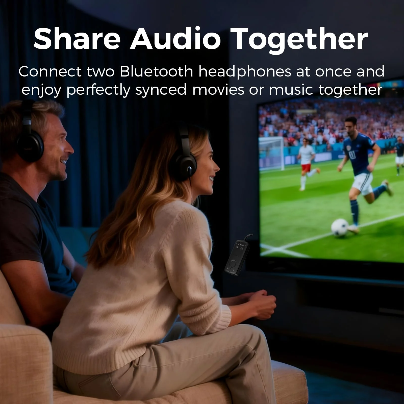 Bluetooth 5.3 Audio Transmitter with Qualcomm aptX Adaptive, Dual Device Support, 35Hr Battery Life, 3.5mm AUX for Travel, Flight, Gym - Image 3