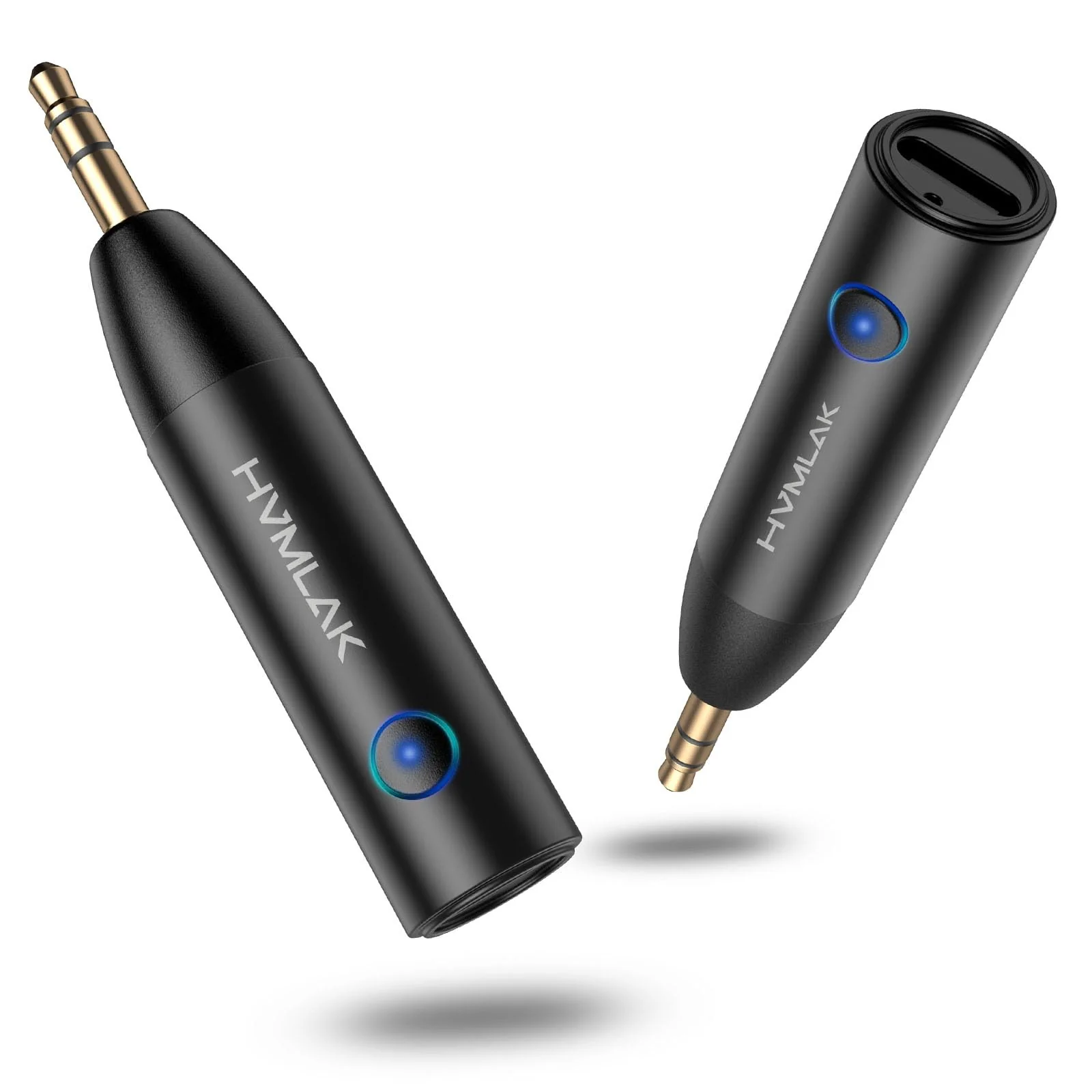 Bluetooth 5.3 Car Aux Adapter with Enhanced Microphone, 3.5mm Jack for Car Home Stereo, USB-C Charging, Sturdy Case, 1 Piece Black