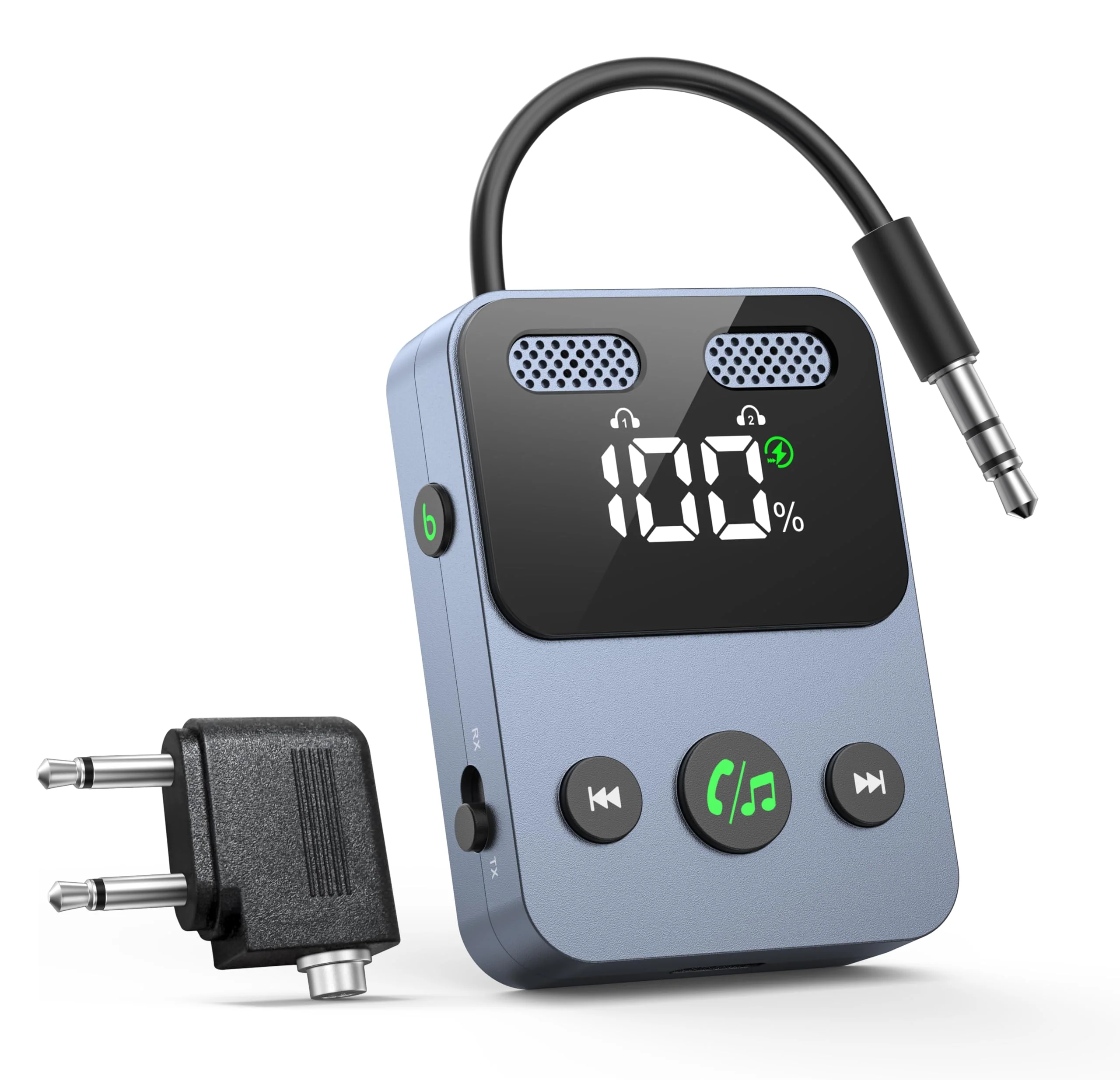 Bluetooth 5.3 Transmitter Receiver, 2-in-1 Adapter for Airplane, Bluetooth Transmitter for 3.5mm Aux Jacks Headphone, TV, Home Stereo, Speakers, Headphone, Car, Dual Connection