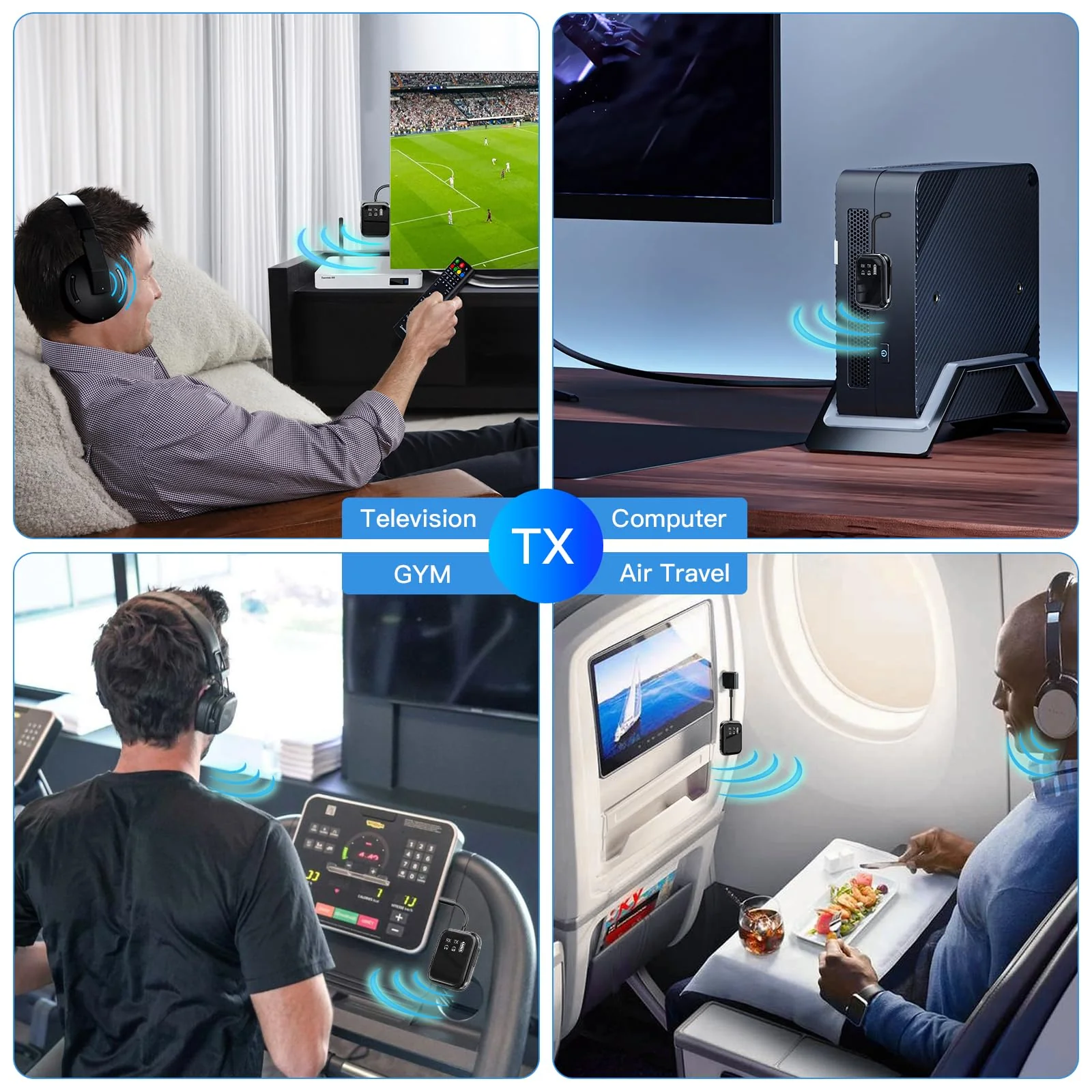 Bluetooth 5.4 Transmitter Receiver, Low-Latency for Gaming/TV/PC/Gym,2-in-1 Dual Mode for 2 Devices,Ideal for Airplane Travel, aptX Adaptive HD Audio, Wear-Resistant Ultra-Ceramic Black - Image 4