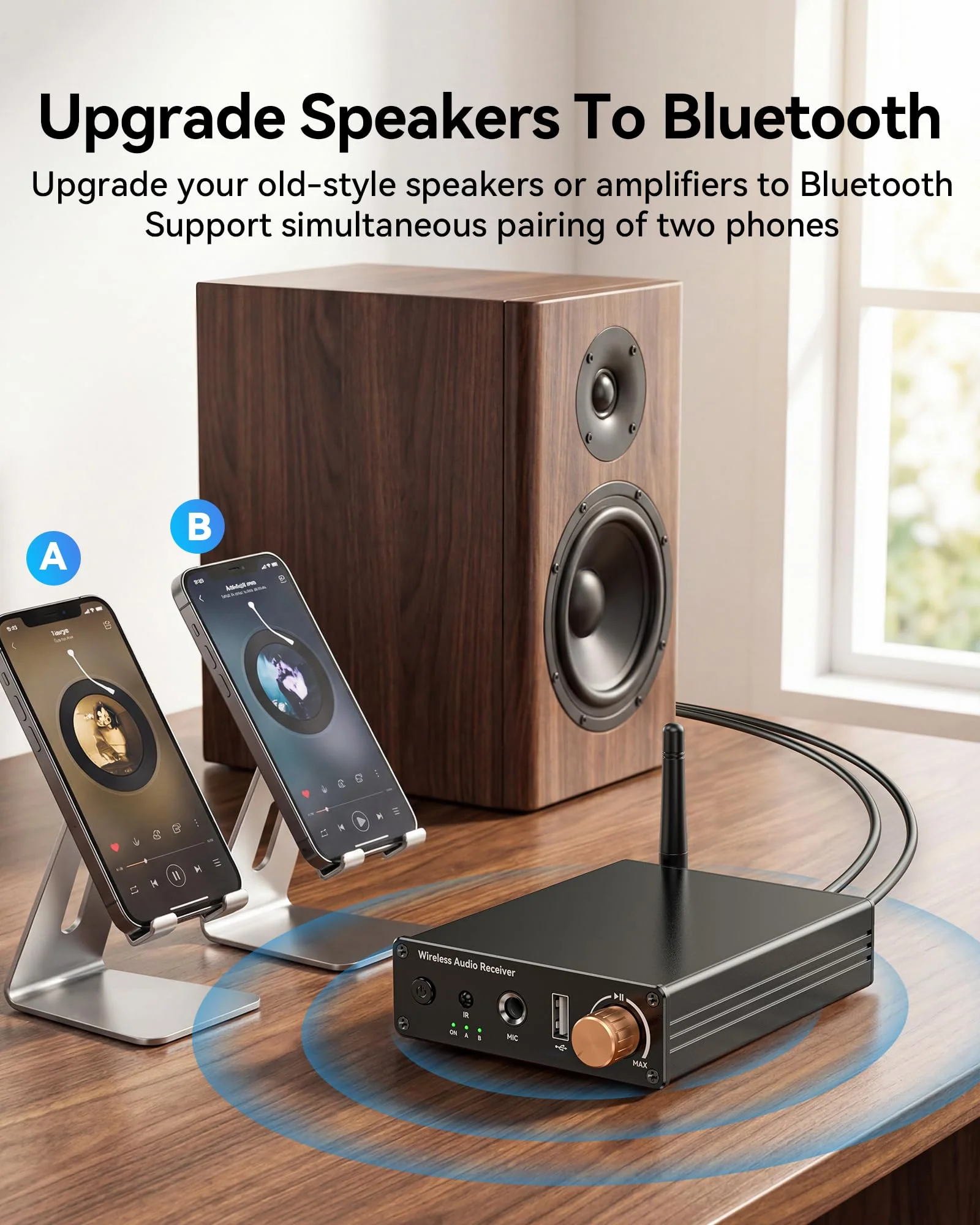 Bluetooth 6.0 Receiver, Hi-Fi Adapter with Wireless Long-Range Low-Latency, Suitable for Home Audio Music Streaming Stereo Systems/Home Speakers, Featuring AUX 3.5mm/RCA, USB Playback - Image 2