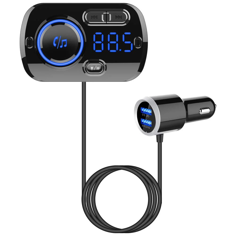 Bluetooth FM Transmitter for Car, Wireless Radio Adapter Car Music Player Receiver with Bluetooth FM Frequency Support Hands Free Call,Charger Dual USB Port,TF Card/AUX BC49BQ