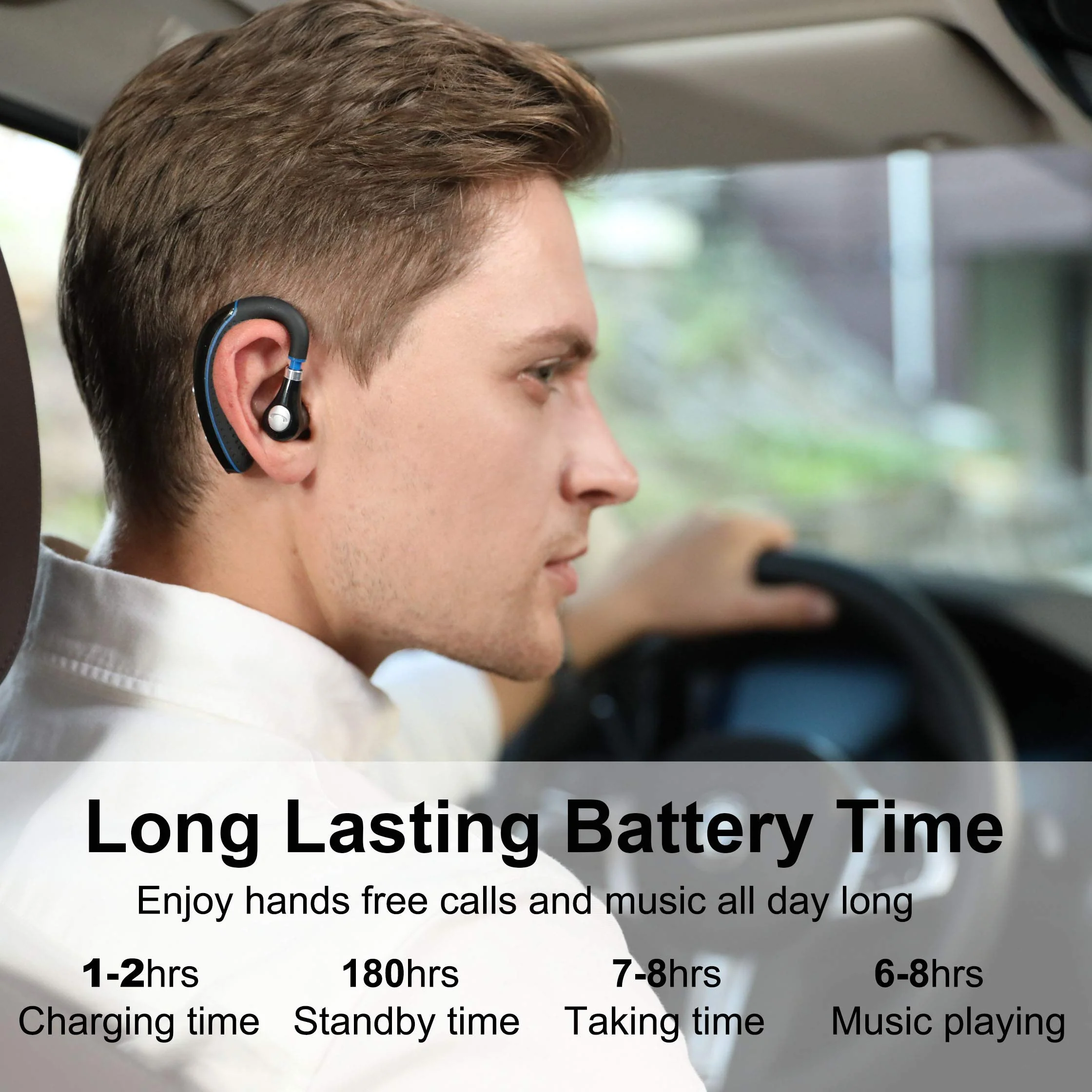 Bluetooth Headset, Wireless Earpiece V5.0 Bluetooth Earpiece Ultralight Hands Free for Business/Office/Driving/Sporting - Image 3