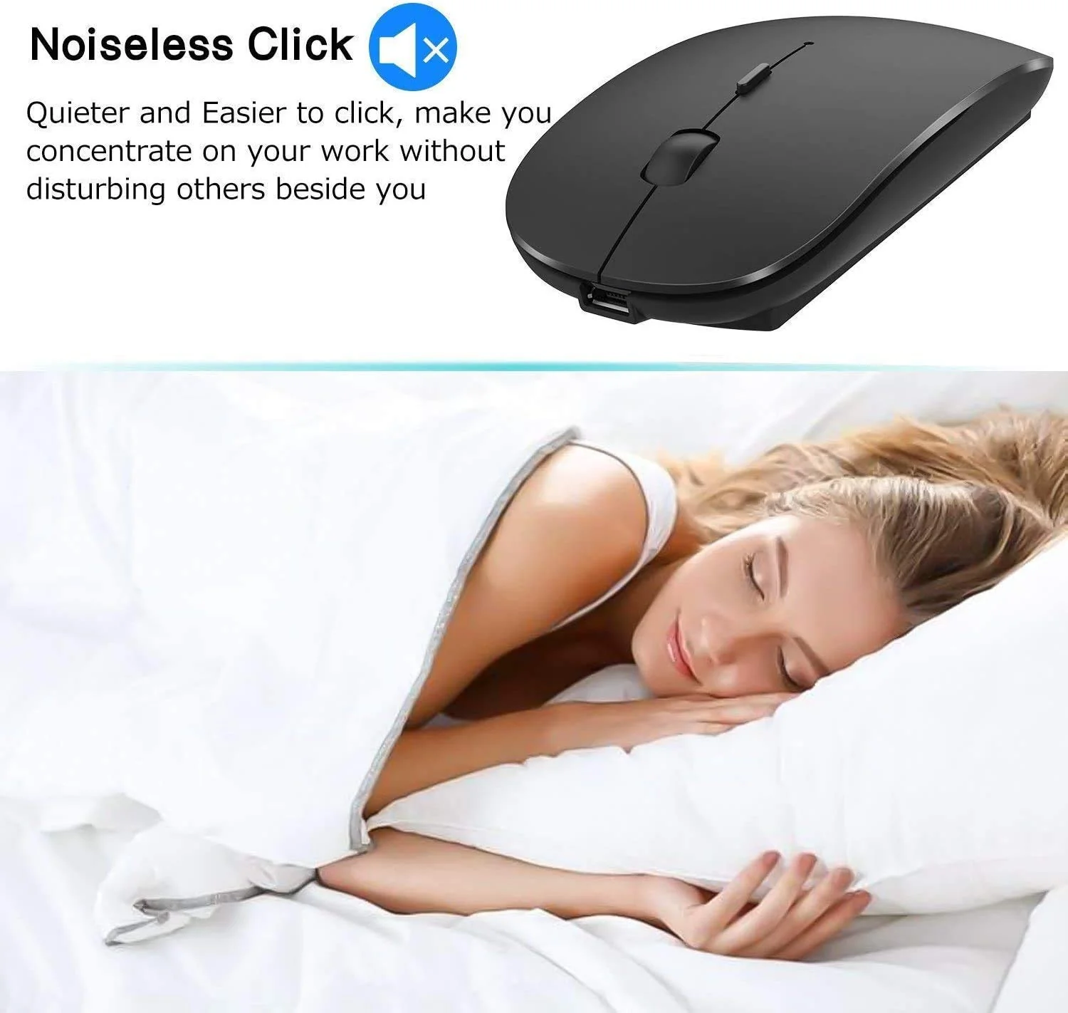 Bluetooth Mouse,Rechargeable Wireless Mouse for MacBook Pro/MacBook Air,Bluetooth Wireless Mouse for Laptop/PC/Mac/iPad pro/Computer Black - Image 6