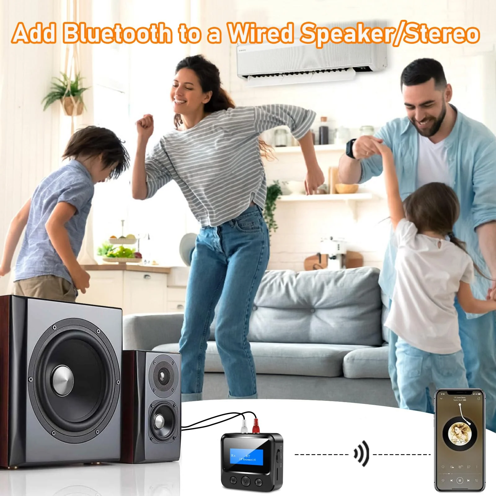 Bluetooth Receiver for Old Stereo, 3.5mm AUX Bluetooth Audio Adapter for Stereo Receiver Wired Speakers Home Theater Amplifier, with RCA L/R 3.5mm Jack Low Latency for Music Streaming, TF Card Play - Image 3