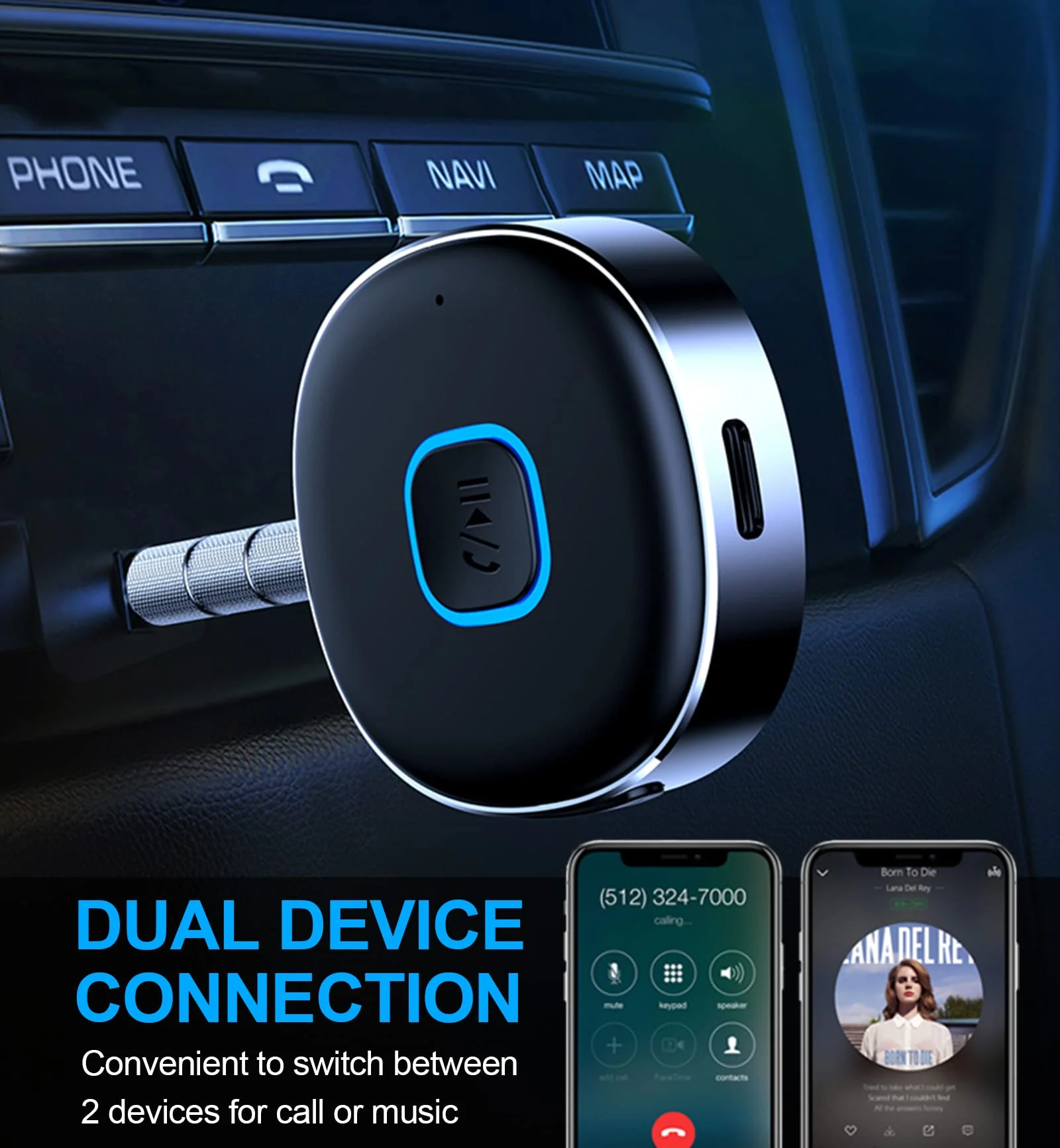 Bluetooth Receiver, LAICOMEIN Bluetooth Aux Receiver, Portable 3.5mm Aux Car Adapter, Bluetooth 5.0 Wireless Audio Receiver for Car/Home Stereo/Wired Headphones/Speaker, 16H Battery Life - Image 4