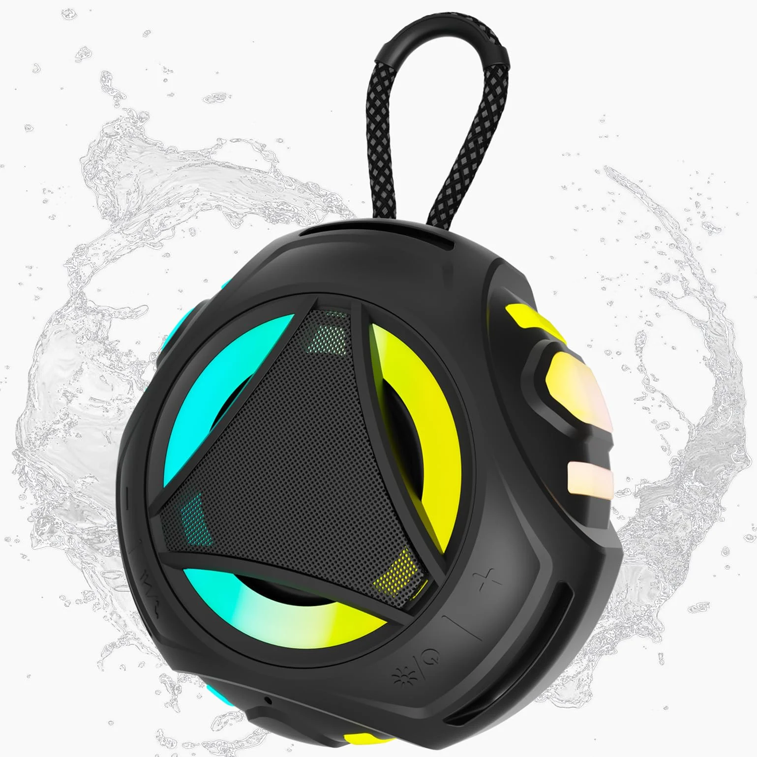 Bluetooth Shower Speake Waterproof,Portable Outdoor Bluetooth Speake with RGB Lights,IPX67 Floating,Built-in Mic,24Hrs Playtime,True Wireless Stereo,Gifts for Teens Boy Girls Women Men - Black