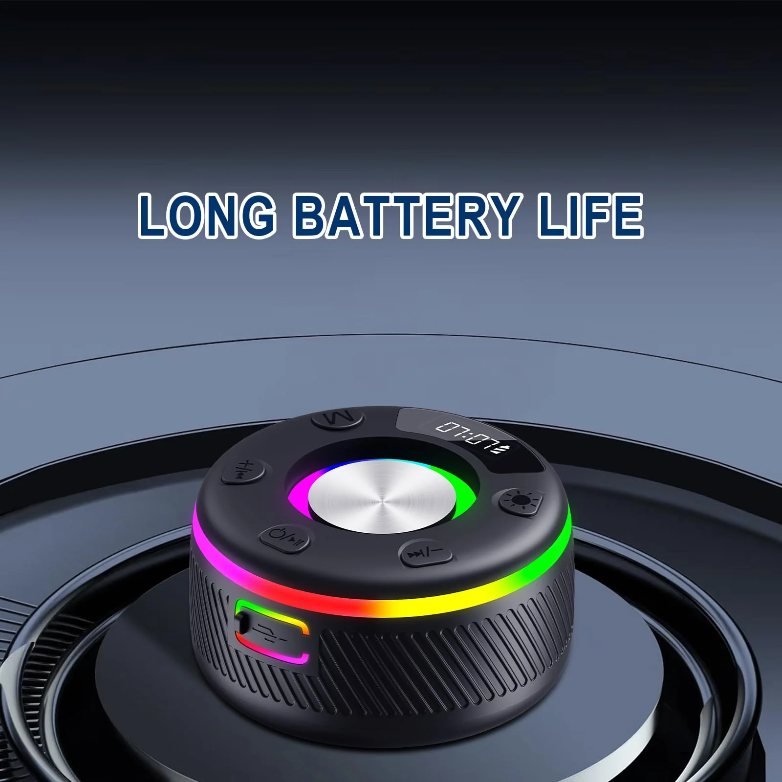 Bluetooth Speaker, Shower Speaker, IP7 Waterproof Portable Speakers Bluetooth 5.4 with HD Sound, RGB Light/LED Display/Hands-Free Call/Suction Cup Perfect for Bathroom Sing-Along Stocking Stuffers - Image 6
