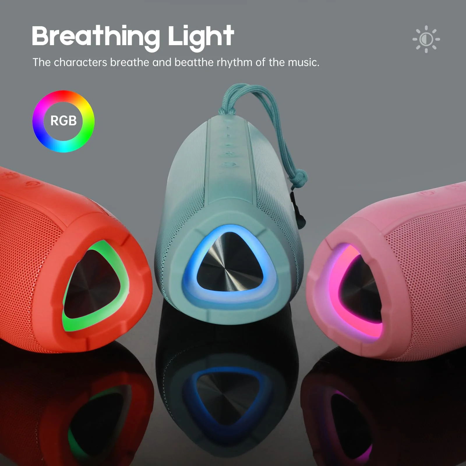 Bluetooth Speakers, Portable Bluetooth Speaker Wireless with 20W Loud Stereo Sound, TWS Pairing, IPX6 Waterproof Shower Speakers, 36H Playtime, RGB Light Speaker, Built-in Radio Mode Light Pink - Image 2