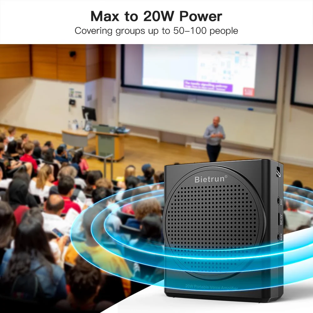 Bluetooth Voice Amplifier for Teachers, Portable Rechargeable Mini Voice Amplifier with Wired Microphone Headset, PA System Megaphone Speaker for Teachers, Singing, Training, Presentation, Tour Guide - Image 2
