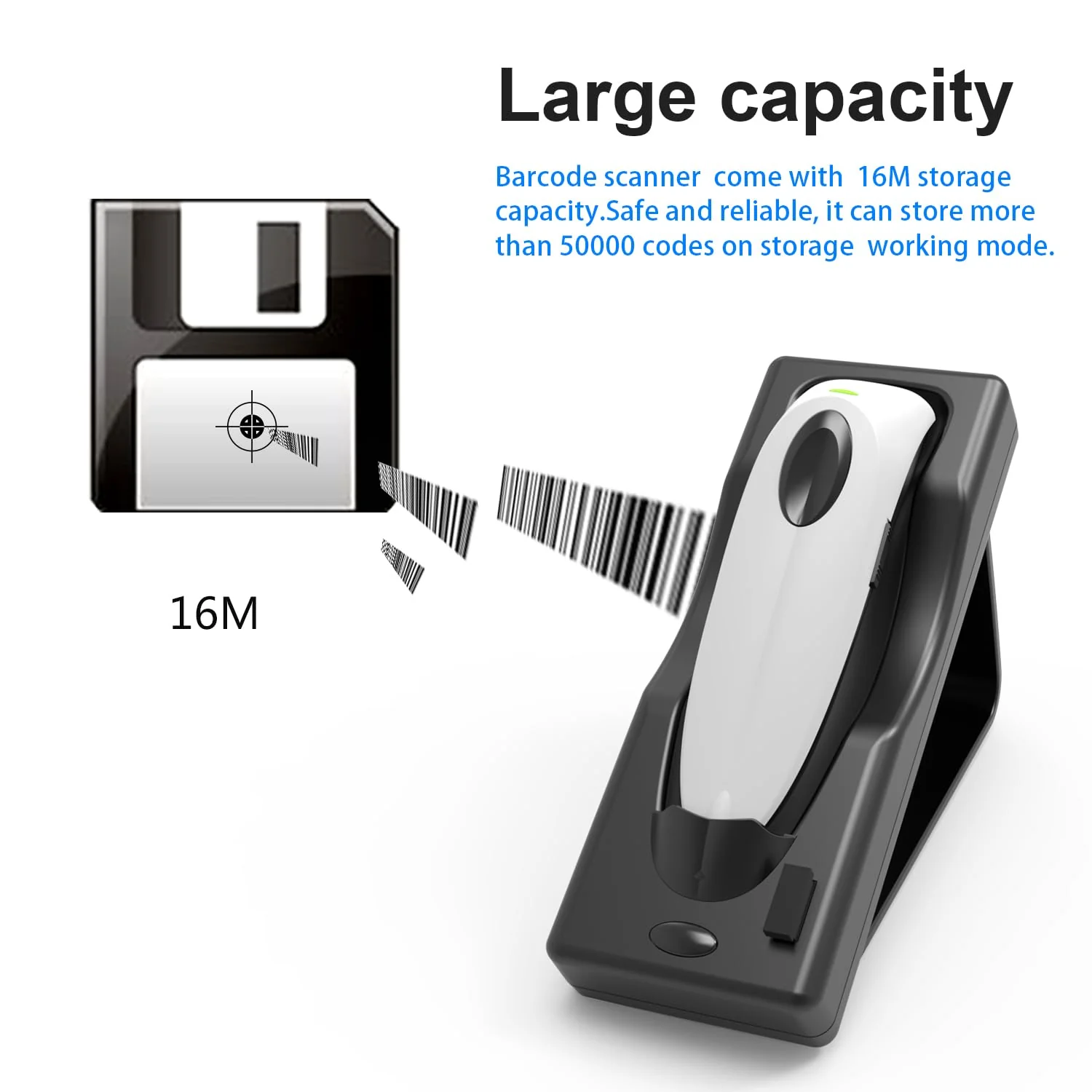 Bluetooth Wireless Handheld Barcode Scanner with Base 2.4G Wireless+USB Wired 1D 2D Barcode Scanner QR PDF417 Data Matrix UPC Rechargeable Bar Code Scanner for Laptops/PC/Android/Apple iOS - Image 9