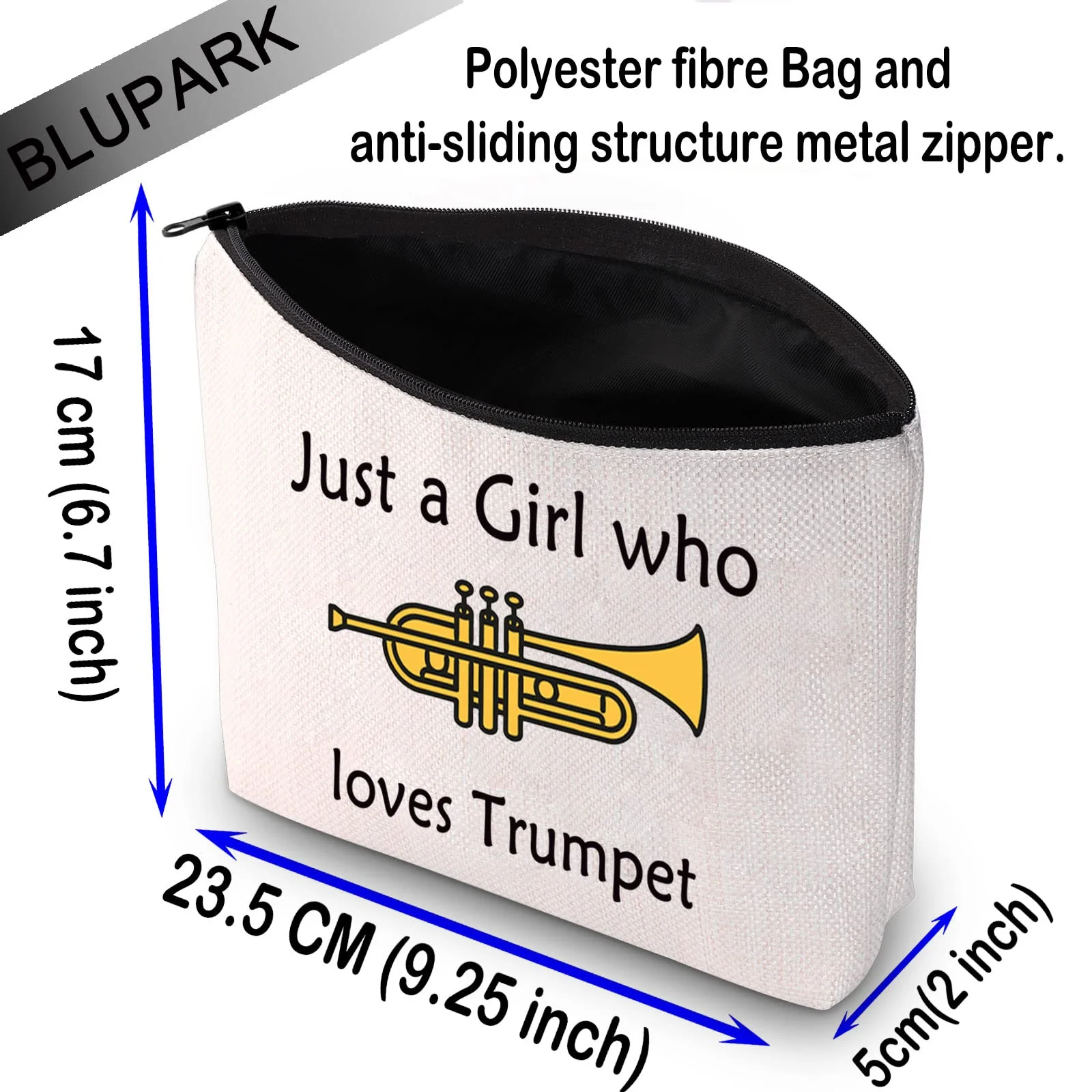 BLUPARK Trumpeter Gift Trumpet Girl Cosmetic Bag Just a Girl Who Loves Trumpet Cornet Gift for Trumpet Lover (Girl who loves Trumpet) - Image 2