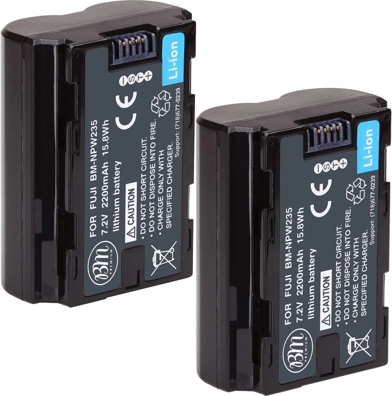 BM Premium 2 Pack of NP-W235 Batteries for Fujifilm X-S20, X-T4, X-T5, X-H2S, GFX 50S II, GFX 100RF, GFX 100S, GFX 100S II, GFX100 II Cameras, VG-XT4 Vertical Battery Grip