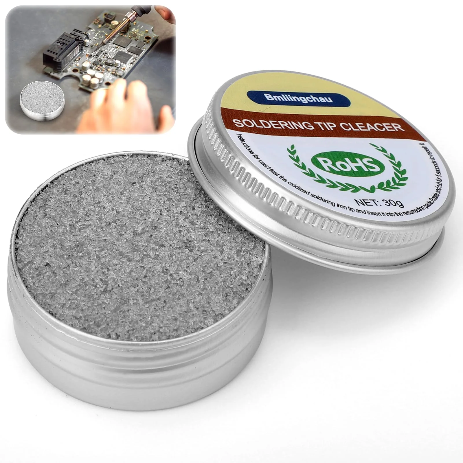 Bmliingchau Soldering Tip Cleaner, 30 g Soldering Tip Reactivator, Lead-Free, Soldering Tips Reactivator, Soldering Tip Cleaner Tip Tinner Cleaner for Reactivating Oxidised Soldering Tips