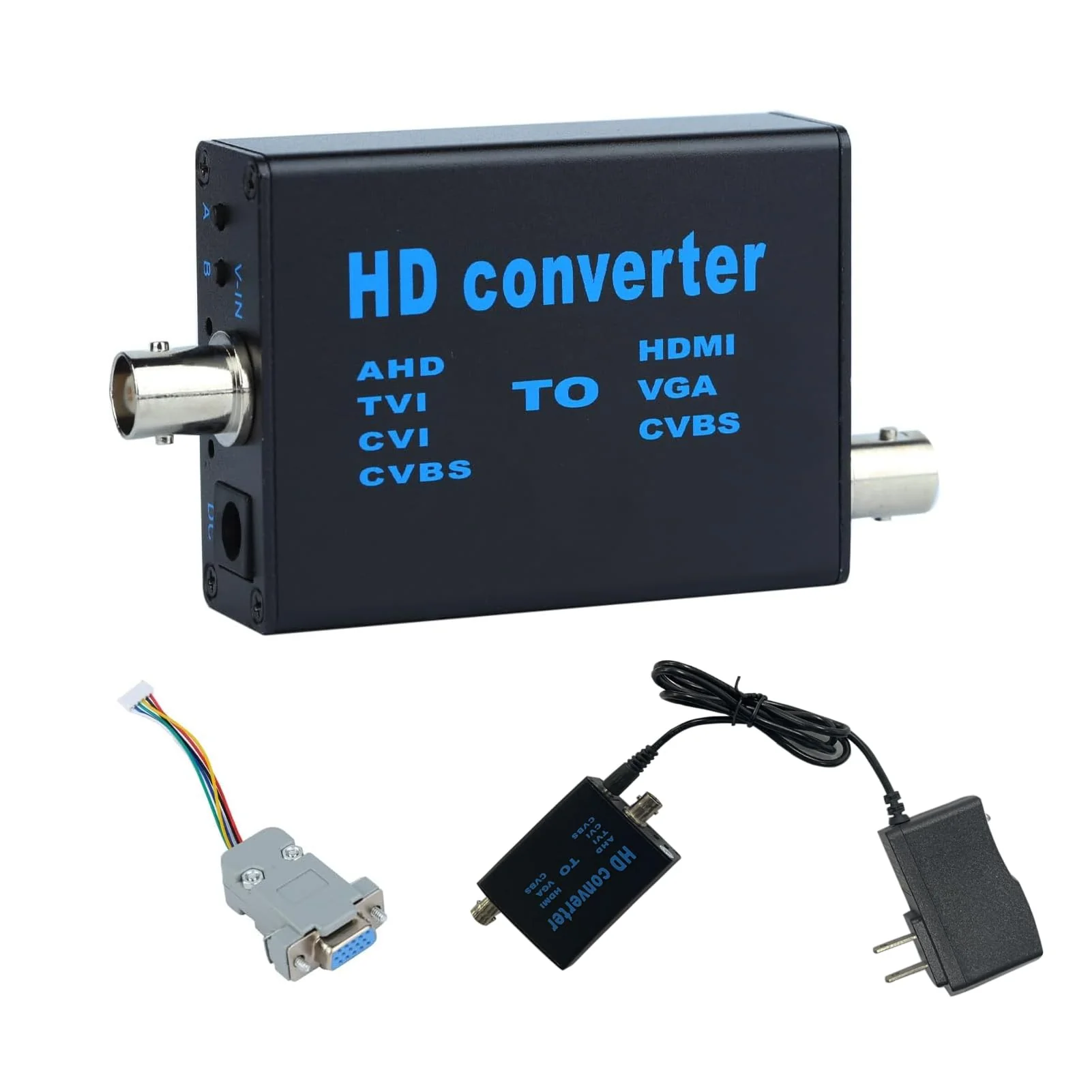 BNC Cable to HDMI Video Signal Convertor,Audio Video Capture Converte,4 in 1 HD Convertor AHD/TVI/CVI/CVBS Signal to HDMI/VGA/CVBS 1080p for Camera/DVR/CCTV Security System