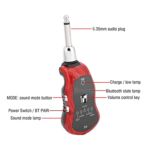 Bnineteenteam Guitar Effector, USB Rechargeable Battery and Guitar Effector, Super Portable Guitar Transmitter Receiver with 5 Sound Modes Accessory Mixer Supplies - Image 3