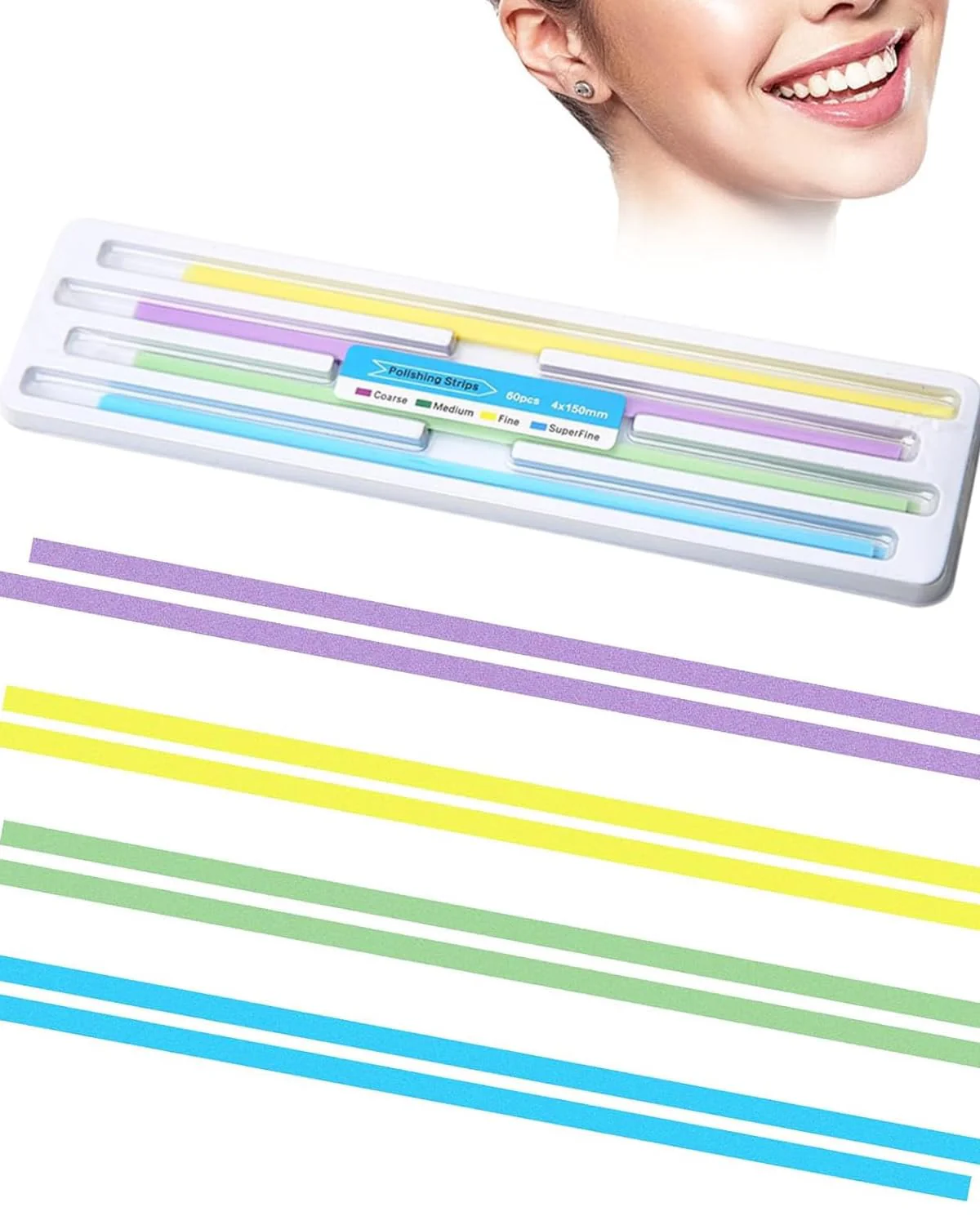 BNREOZA 1 Box Dental Sandpaper Strips, Dental Sandpaper for Polishing Teeth Polishing Shine Contour Tool Kit Resistant Deep Cleaning Oral Hygiene (Pack of 60)